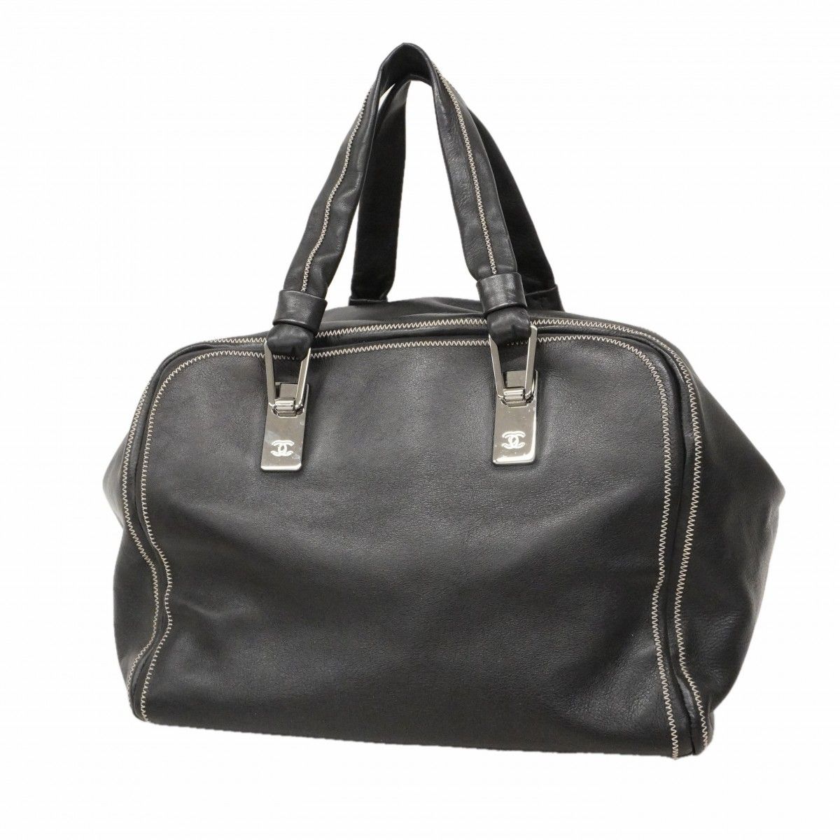 【6ee5577-k】シャネル ハンドバッグ レザー ブラック シルバー金具【中古】レディース 80,350円