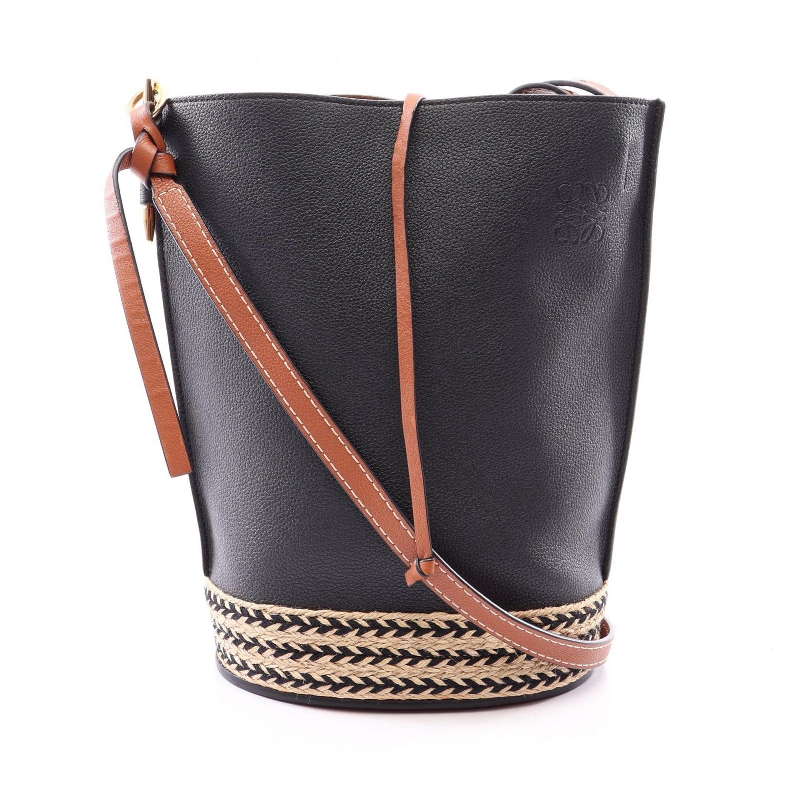 ロエベ LOEWE ショルダーバッグ GATE ゲート バケット ブラック/ナチュラル レザー ゲート バケットバッグ レディース Used A