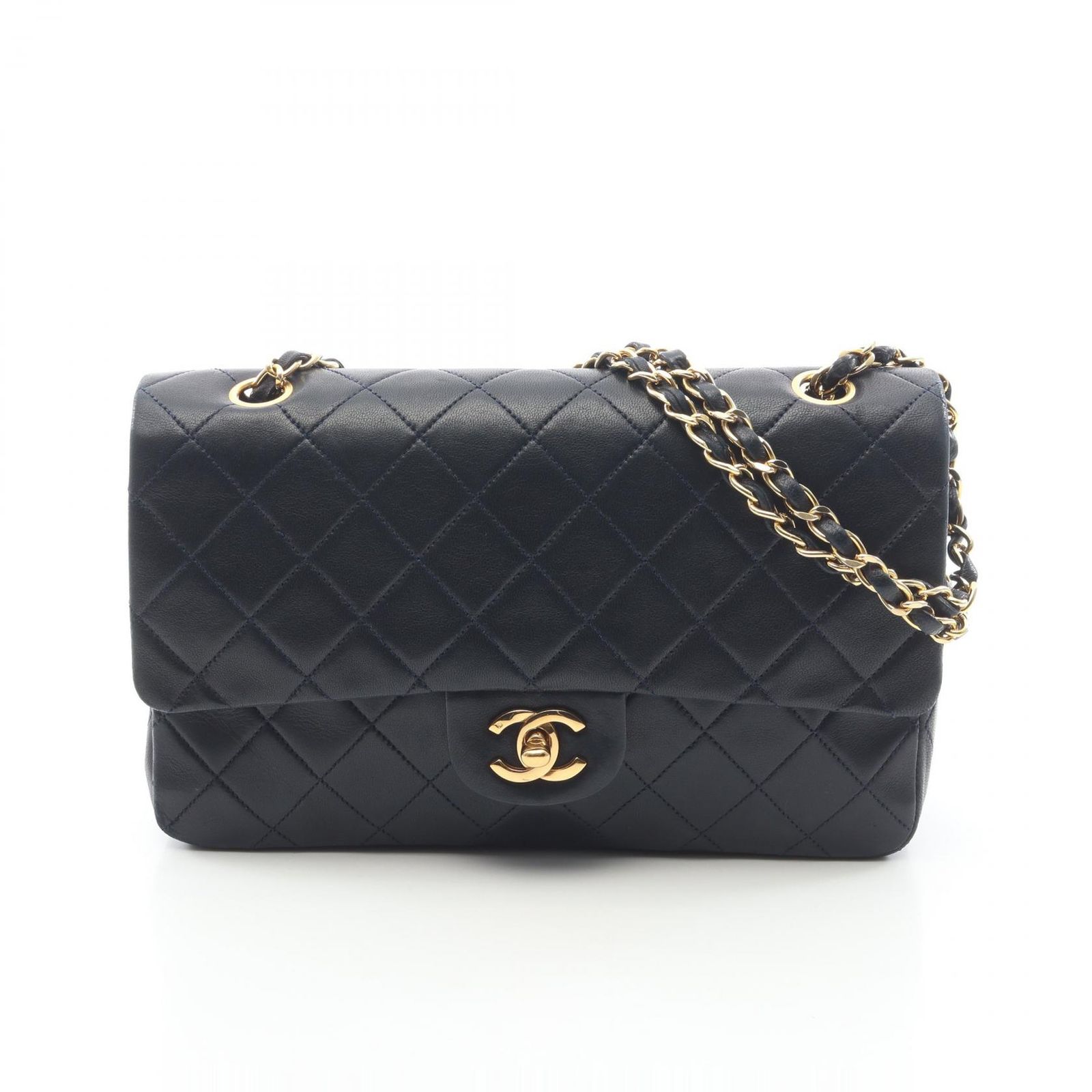 シャネル CHANEL ショルダーバッグ マトラッセ Wフラップ ブラック ラムスキン（羊革） マトラッセ ダブルフラップ チェーンショルダー レディース Used B