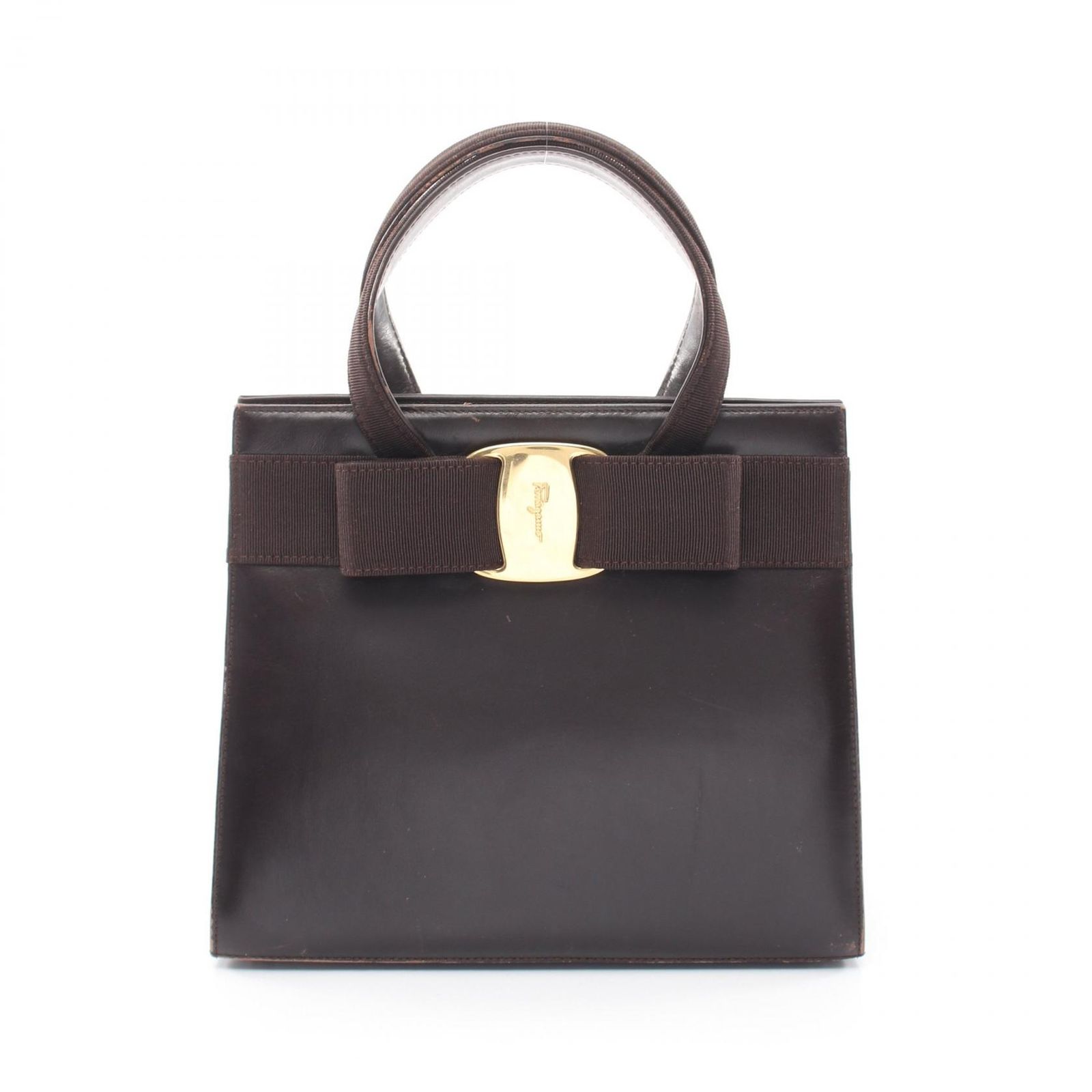 サルヴァトーレフェラガモ Salvatore Ferragamo ハンドバッグ ヴァラリボン 21 4178 ダークブラウン レザー ヴァラ リボン ハンド レディース Used B