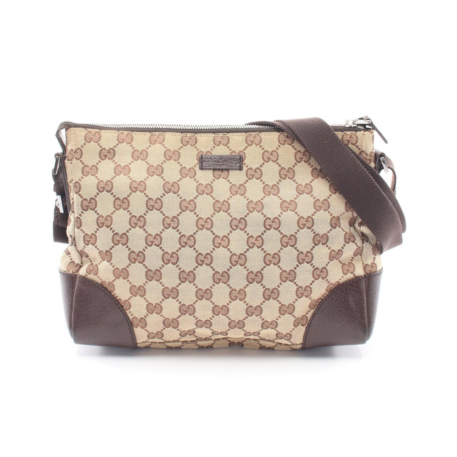 グッチ GUCCI ショルダーバッグ GGキャンバス 114273 ベージュ/ブラウン キャンバス レザー GGキャンバス ショルダー レディース Used B