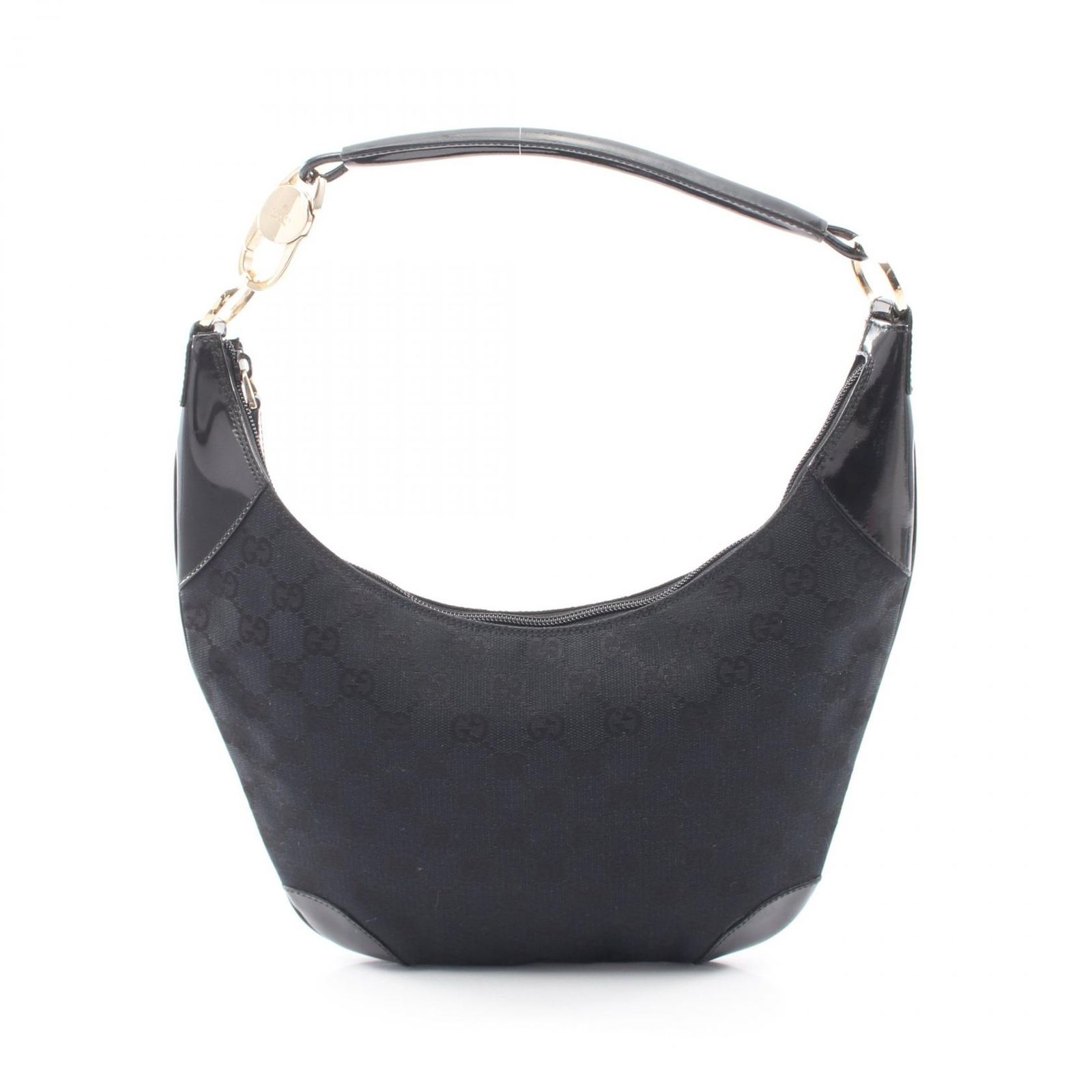 グッチ GUCCI ショルダーバッグ GGキャンバス 001 4158 ブラック キャンバス パテントレザー ワンショルダー レディース Used B