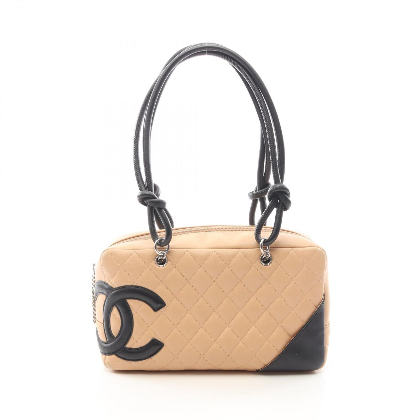 シャネル CHANEL ショルダーバッグ カンボンライン ボーリングバッグ A25171 ベージュ/ブラック レザー カンボンライン ボーリングバッグ レディース Used B