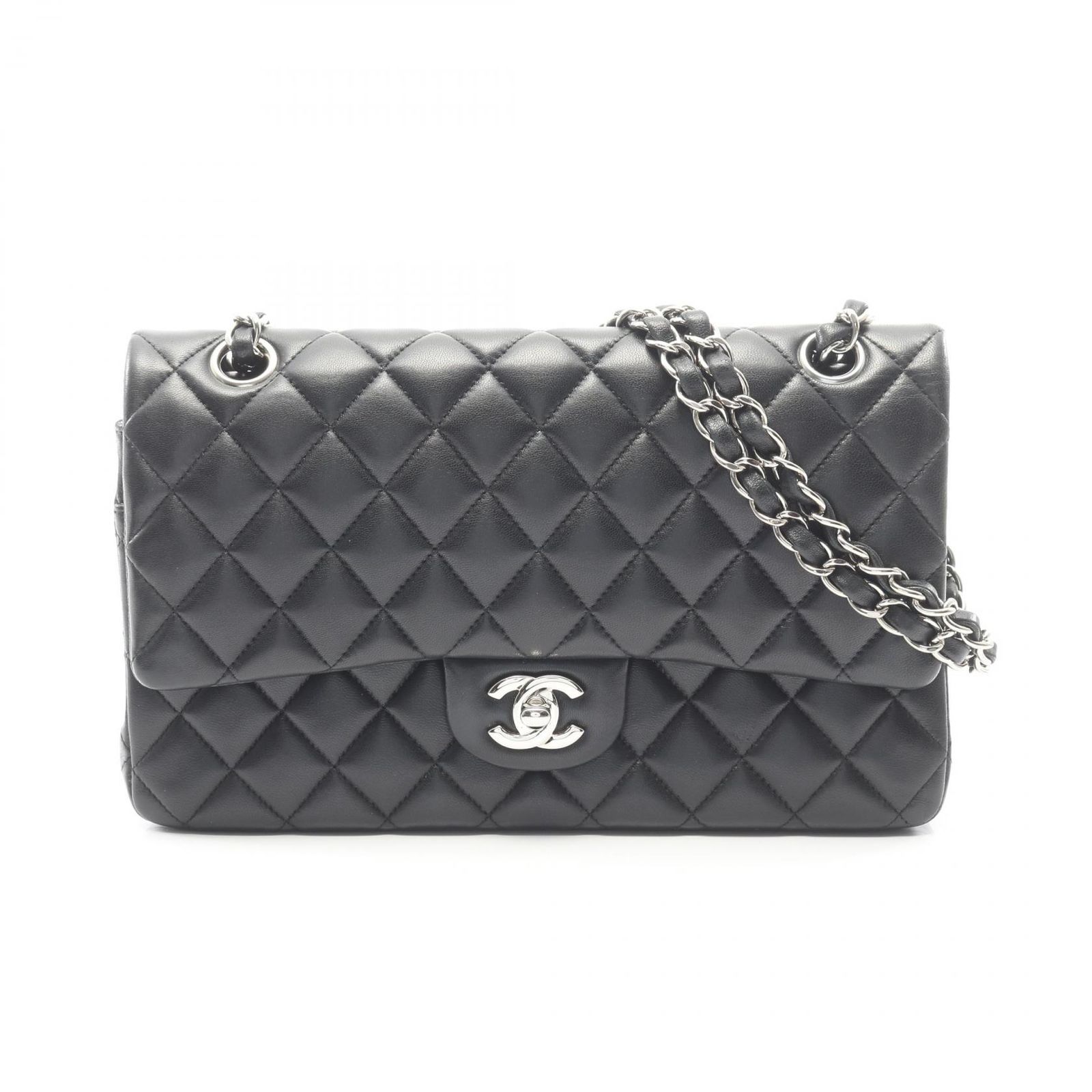 シャネル CHANEL ショルダーバッグ マトラッセ Wフラップ ブラック ラムスキン（羊革） マトラッセ ダブルフラップ チェーンショルダー レディース Used B