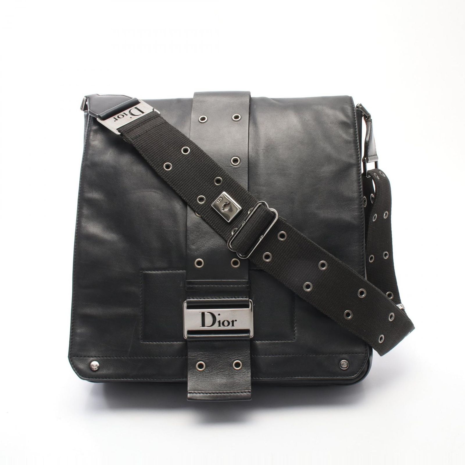 ディオール Dior ショルダーバッグ ストリートシック ブラック レザー ストリートシック ショルダー メンズ Used B