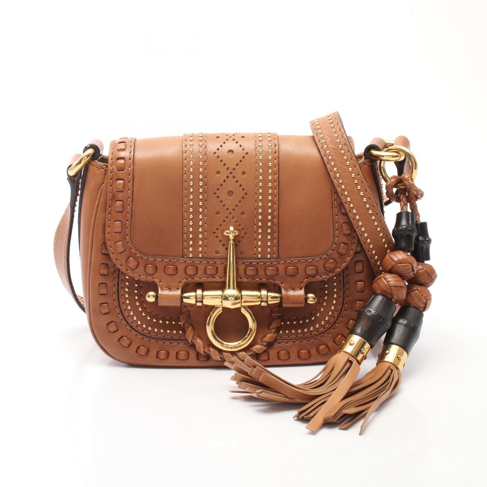 グッチ GUCCI ショルダーバッグ バンブー スナッフルビット タッセル 263956 ブラウン レザー バンブー スナッフルビット ショルダーバッグ レディース Used B