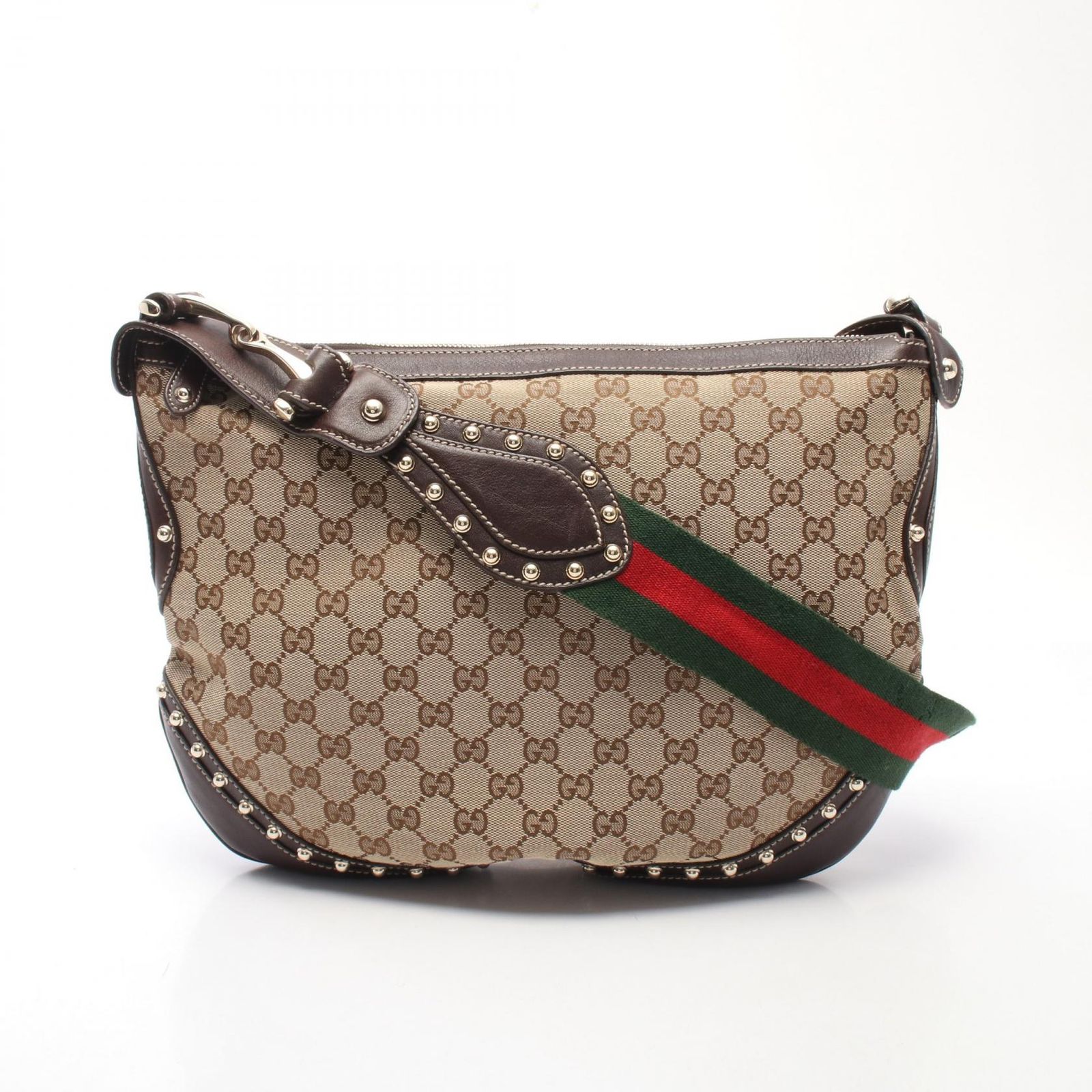 グッチ GUCCI ショルダーバッグ GGキャンバス シェリーライン スタッズ