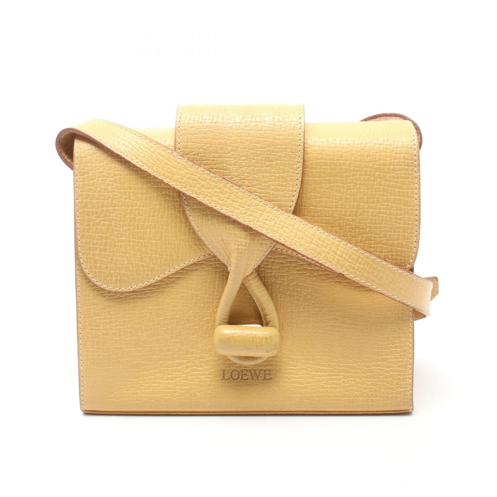 ロエベ LOEWE ショルダーバッグ ターンロック イエロー レザー ターンロック ショルダーバッグ レディース Used B