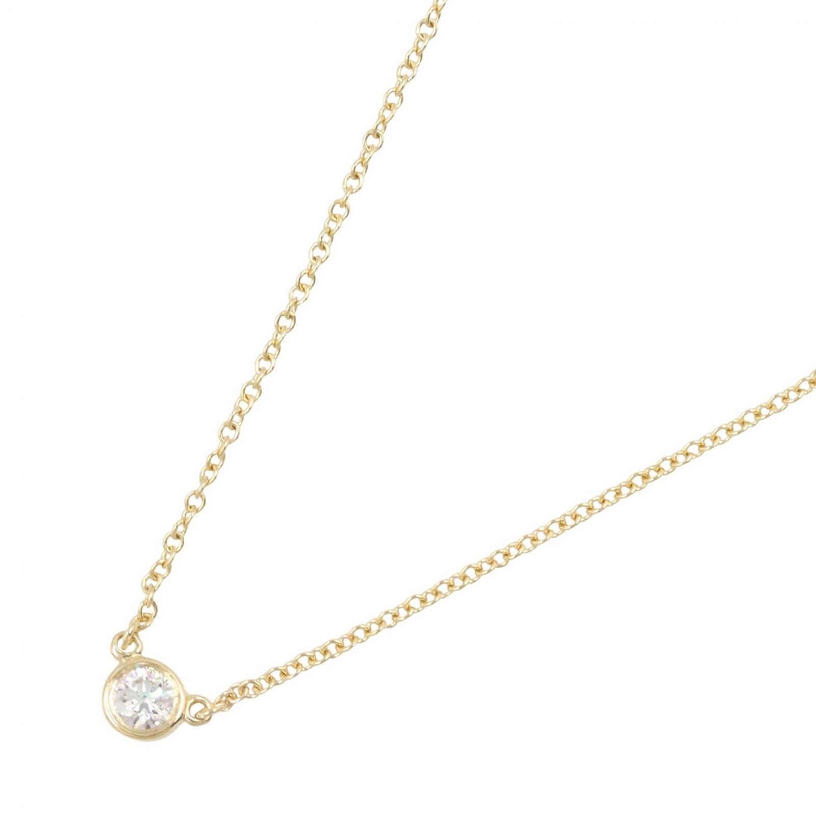 ティファニー TIFFANY＆CO ネックレス バイザヤード ネックレス 首回40.5cm K18（イエローゴールド） ダイヤモンド バイザヤード ネックレス レディース Used A
