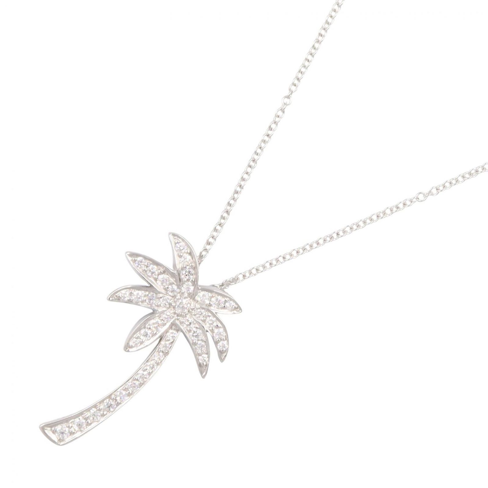 ティファニー TIFFANY＆CO ネックレス パームツリー ダイヤ ネックレス 首回り41㎝ Pt950プラチナ ダイヤモンド パームツリー ダイヤ ネックレス レディース Used A