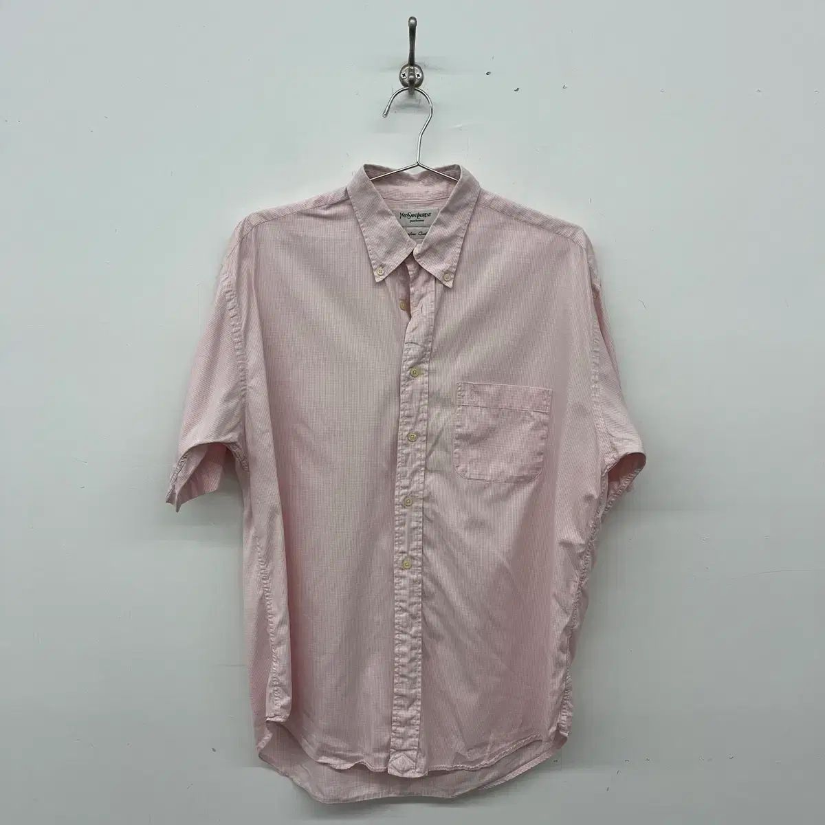 イヴ・サンローラン Saint Laurent サンローラン CHECK半袖シャツ メンズL ピンク
