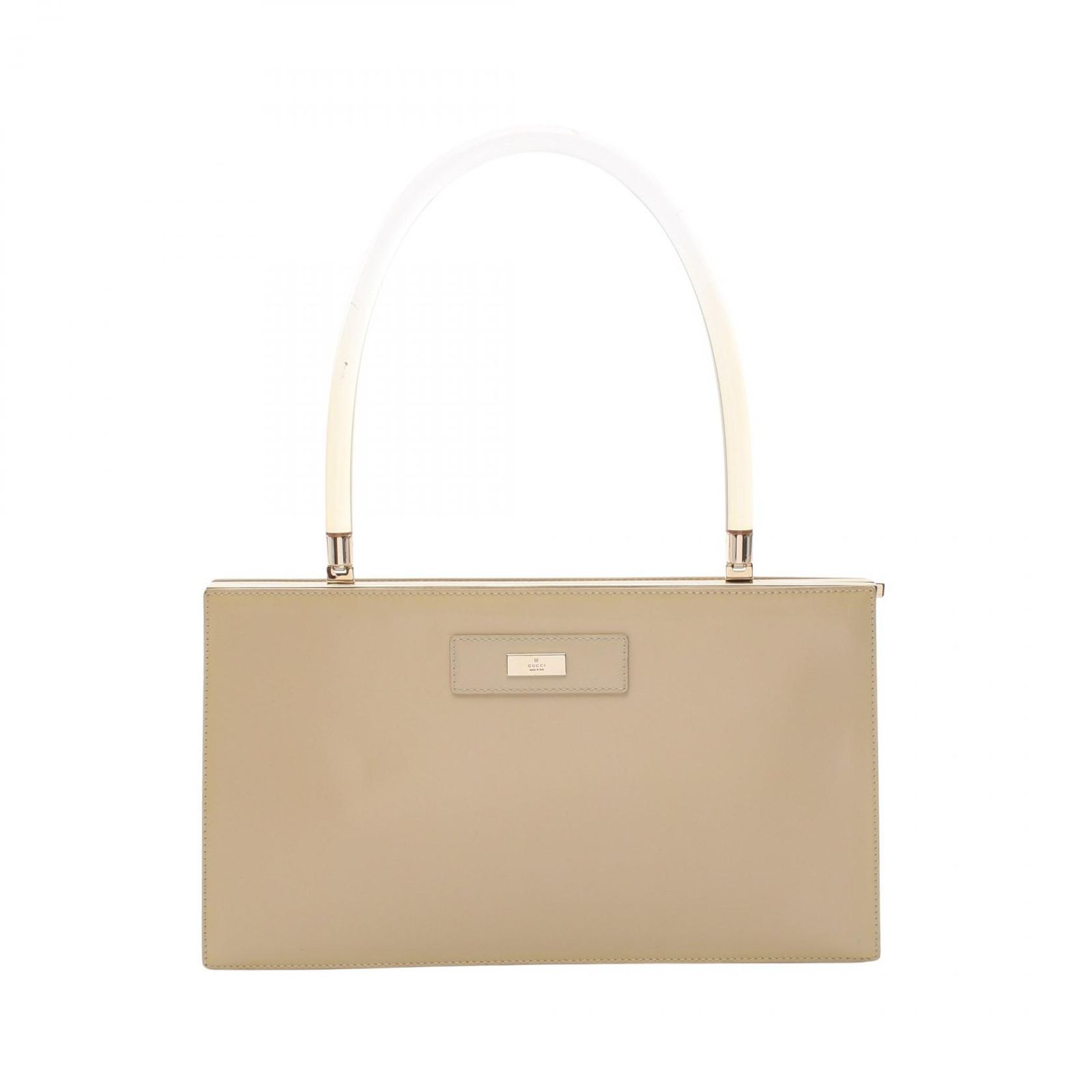グッチ GUCCI ショルダーバッグ ロゴ 001 4211 ベージュ レザー ハンドバッグ レディース Used B