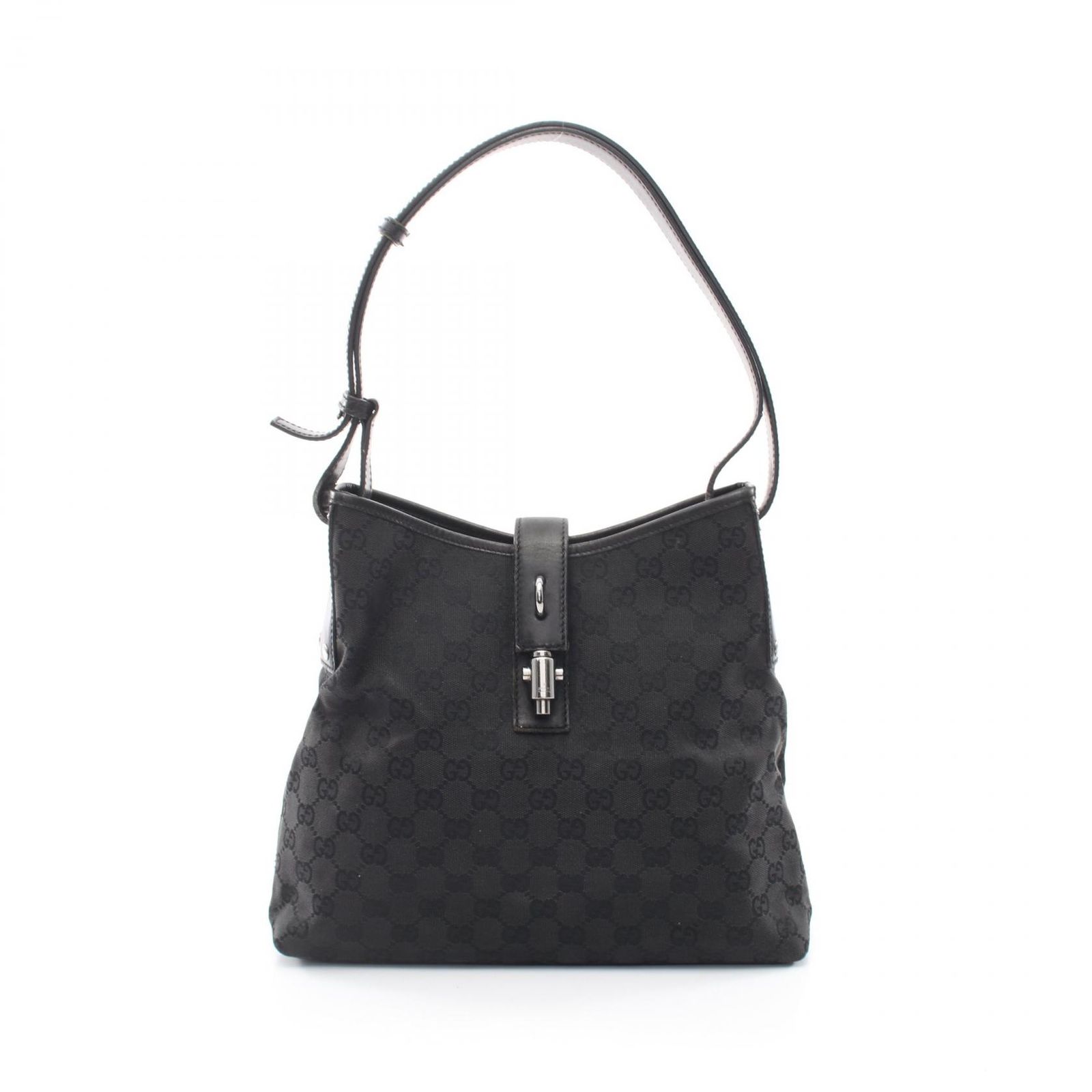 グッチ GUCCI ショルダーバッグ ジャッキー GGキャンバス 110291 ブラック キャンバス レザー GGキャンバス ニュージャッキー ワンショルダー レディース Used B