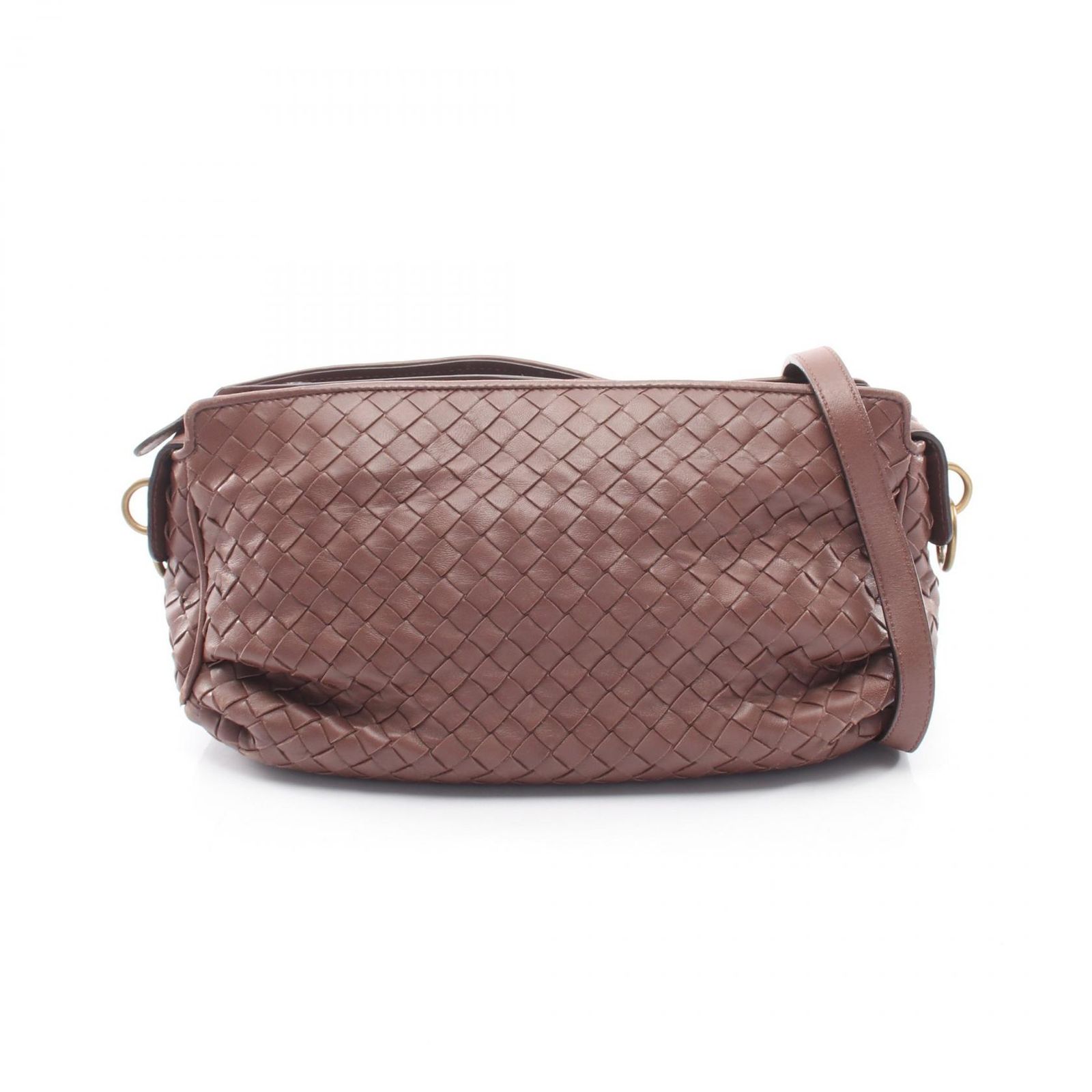 ボッテガヴェネタ BOTTEGA VENETA ショルダーバッグ イントレチャート ブラウン レザー イントレチャート ショルダー レディース Used B