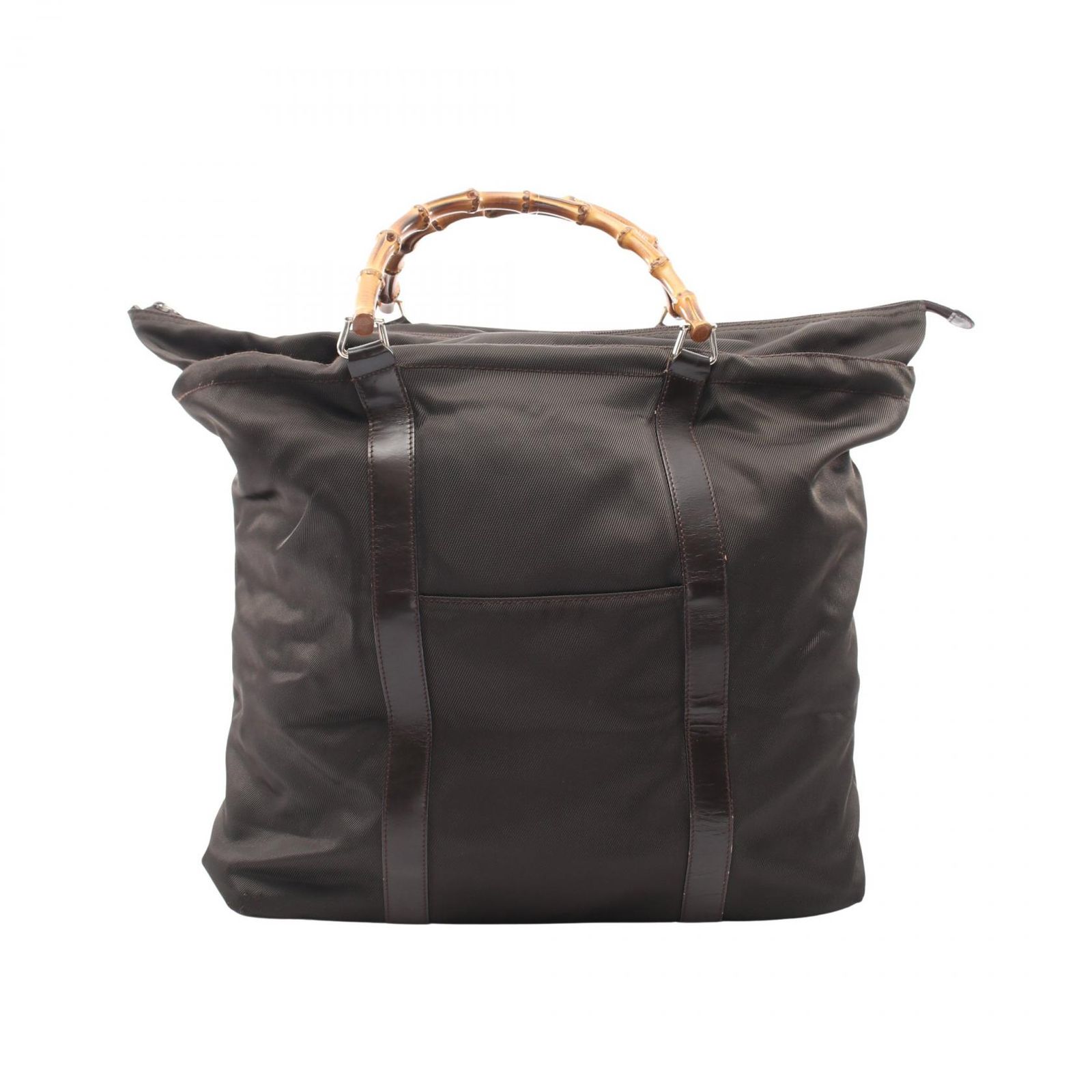 グッチ GUCCI トートバッグ バンブー 002 2854 ダークブラウン ナイロン レザー バンブー トートバッグ レディース Used B