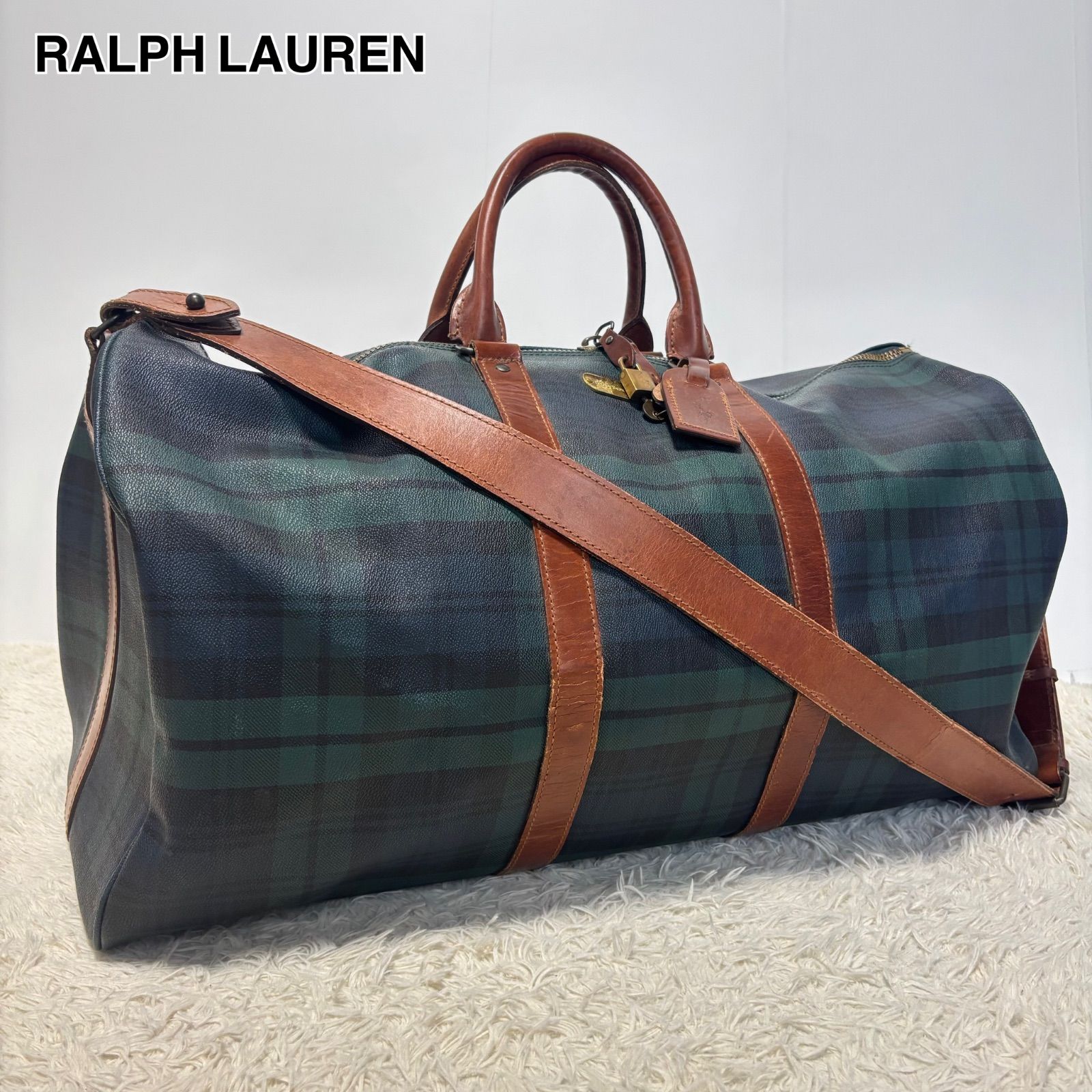 ラルフローレン POLO RALPH LAUREN PVC レザー 本革 ボストンバッグ
