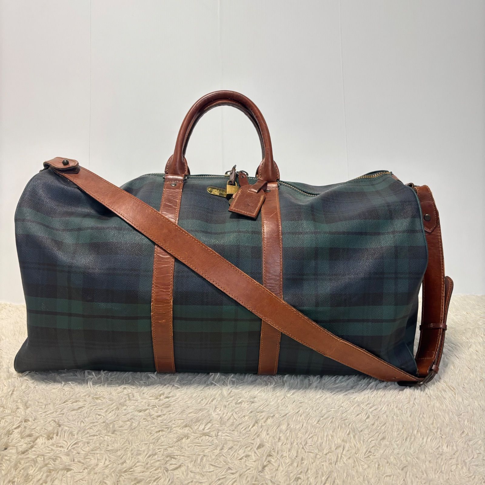 ラルフローレン POLO RALPH LAUREN PVC レザー 本革 ボストンバッグ