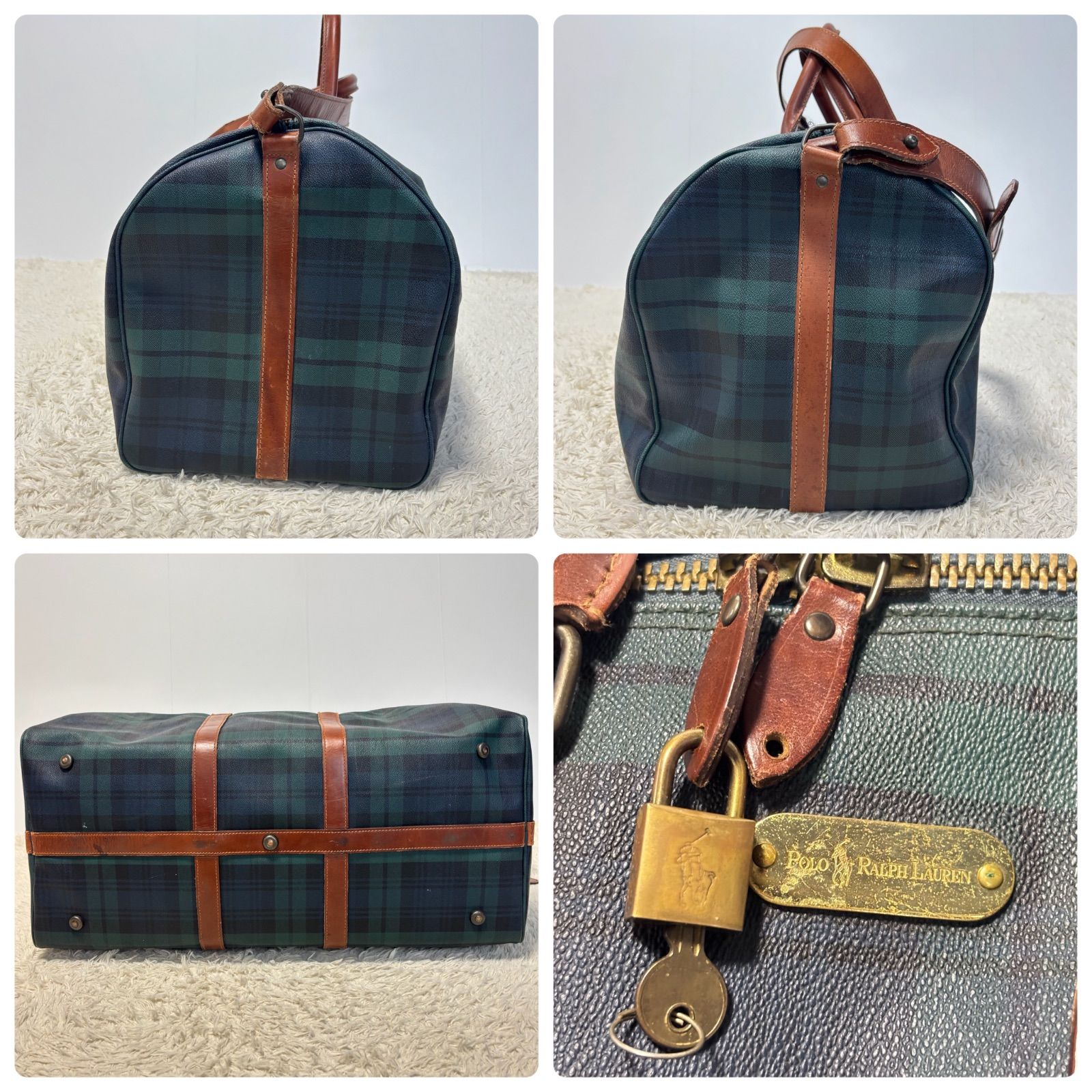ラルフローレン POLO RALPH LAUREN PVC レザー 本革 ボストンバッグ