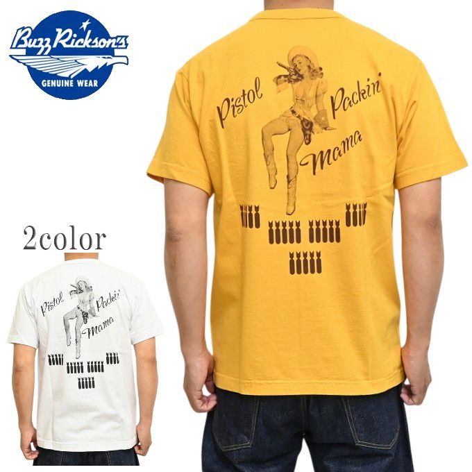 バズリクソンズ BUZZ RICKSONS BR79780 半袖Tシャツ PISTOL PACKIN' MAMA ピンナップガール GIL ELVGREN ミリタリー メンズ トップス br79780