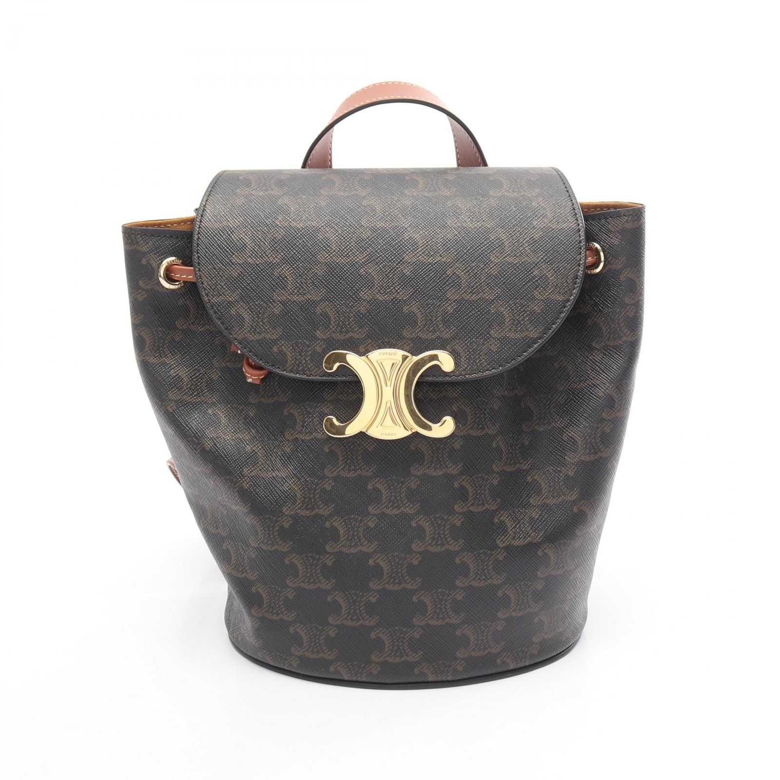 セリーヌ CELINE リュックサック バックパック ボニー トリオンフ ブラック/ブラウン PVCコーティングキャンバス レザー トリオンフ ボニー ミニ バックパック