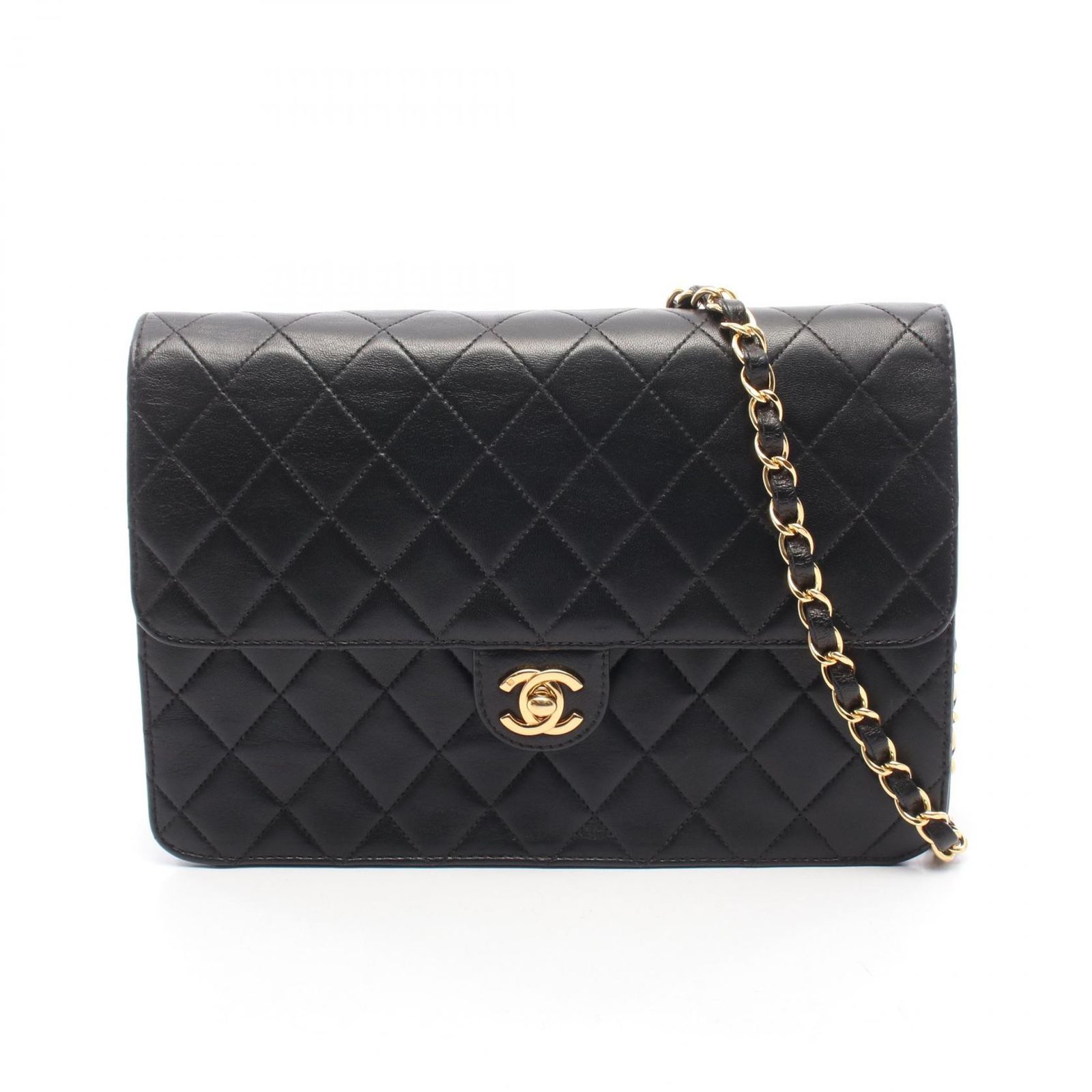 シャネル CHANEL ショルダーバッグ マトラッセ シングルフラップ ブラック ラムスキン（羊革） マトラッセ シングルフラップ チェーンショルダー レディース
