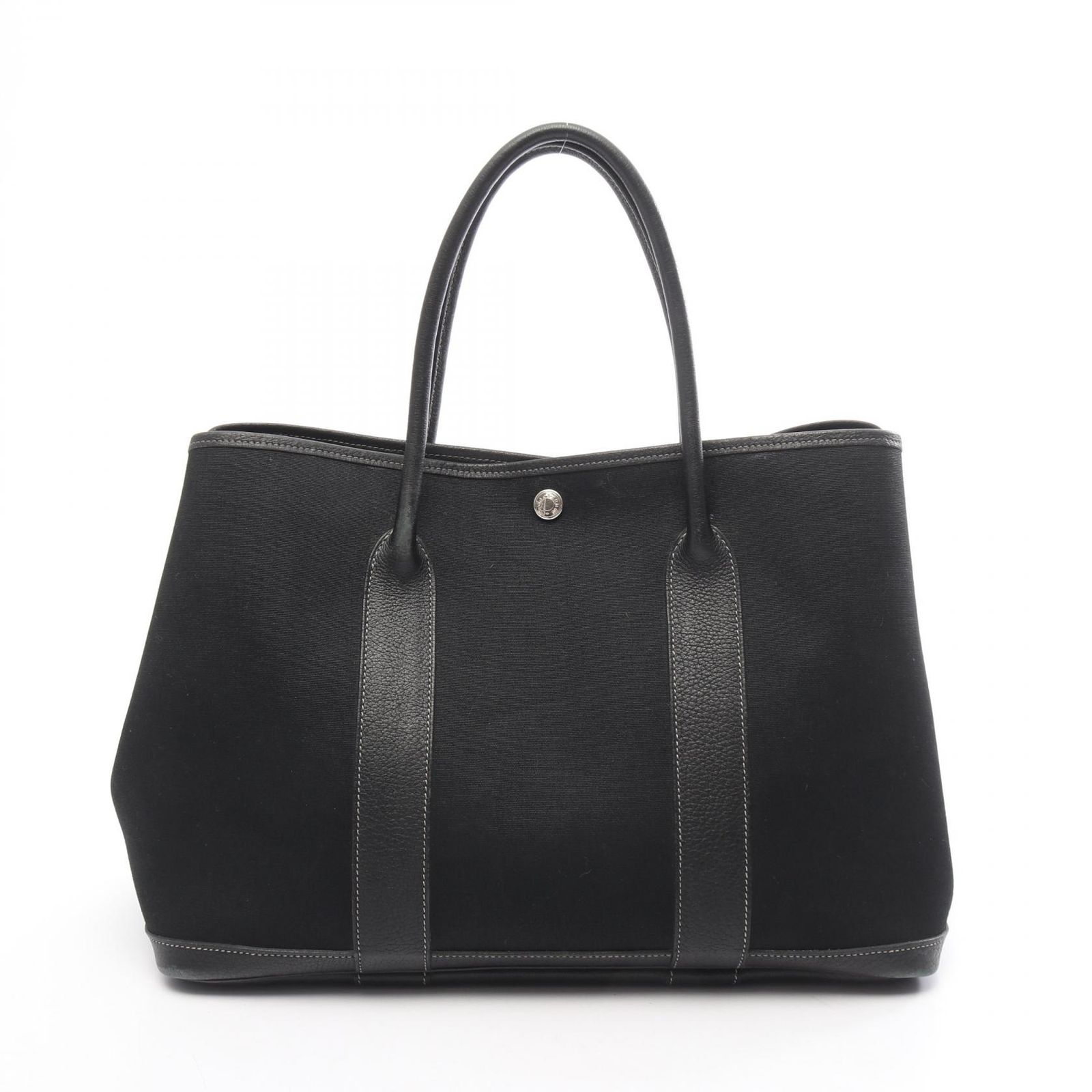 エルメス HERMES トートバッグ ガーデンパーティPM ブラック キャンバス レザー ガーデンパーティPM ブラック レディース Used B