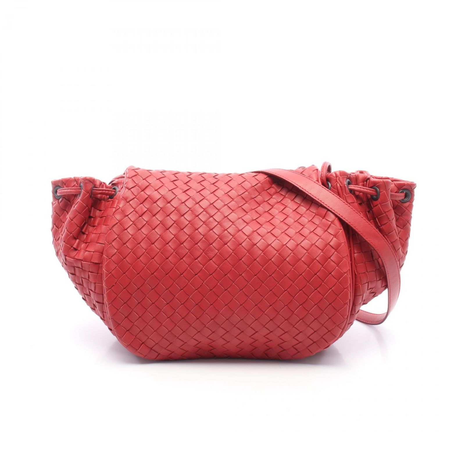 ボッテガヴェネタ BOTTEGA VENETA ショルダーバッグ イントレチャート レッド レザー イントレチャート ショルダーバッグ レディース Used A