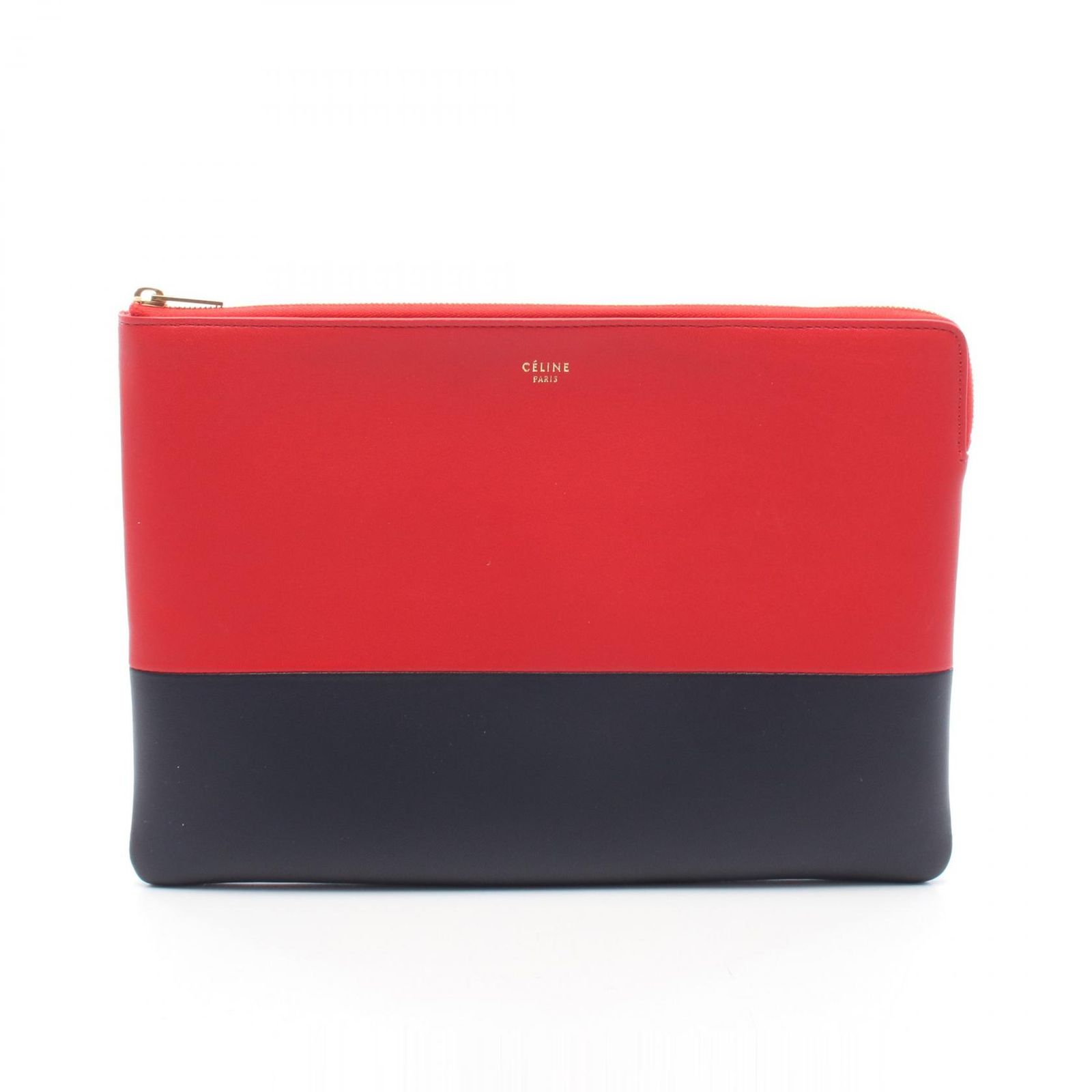 セリーヌ CELINE セカンドバッグ クラッチバッグ ソロ バイカラー 104233XTM レッド/ネイビー レザー バイカラー クラッチバッグ レディース Used A
