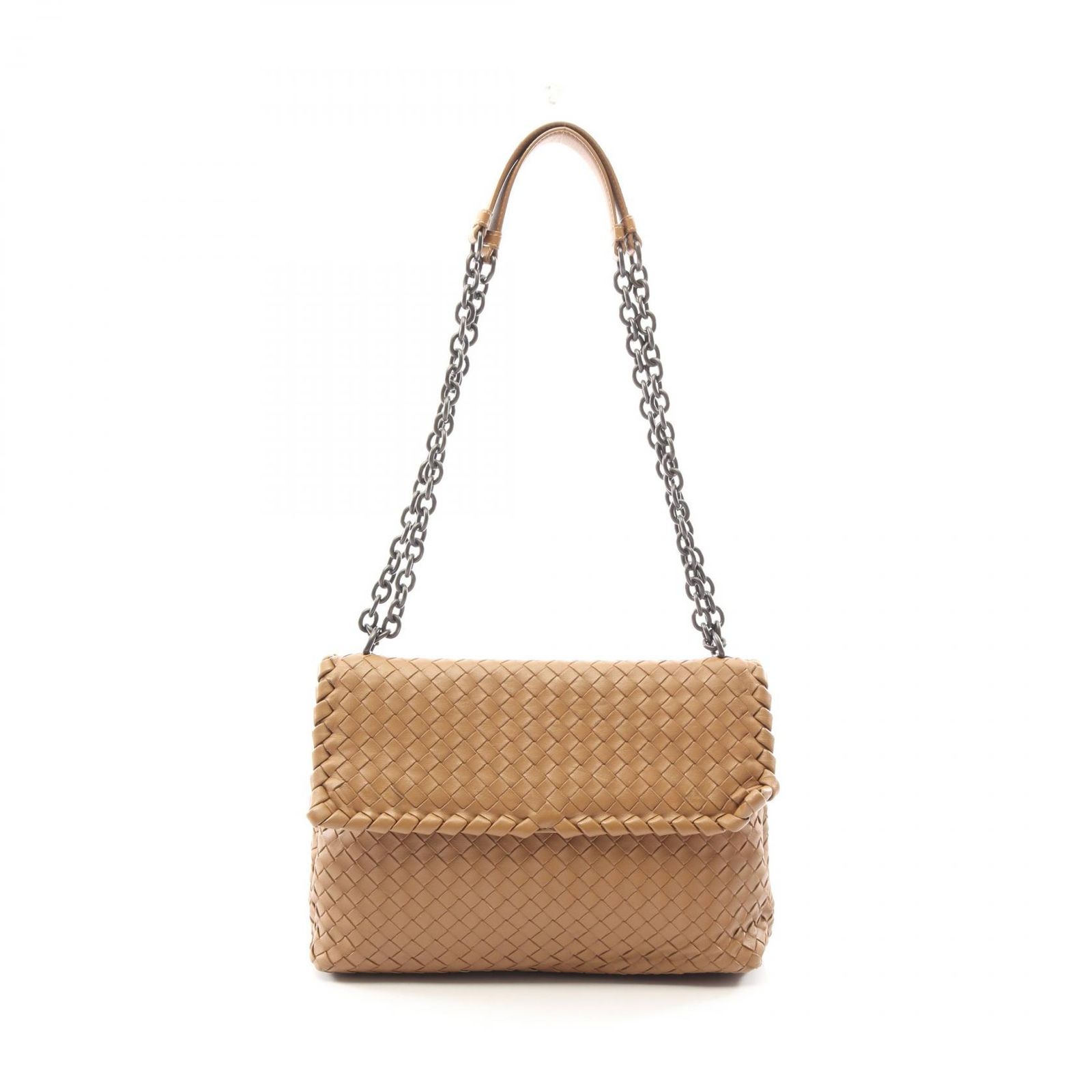 ボッテガヴェネタ BOTTEGA VENETA ショルダーバッグ オリンピア イントレチャート ブラウン レザー イントレチャート チェーンショルダー レディース Used B