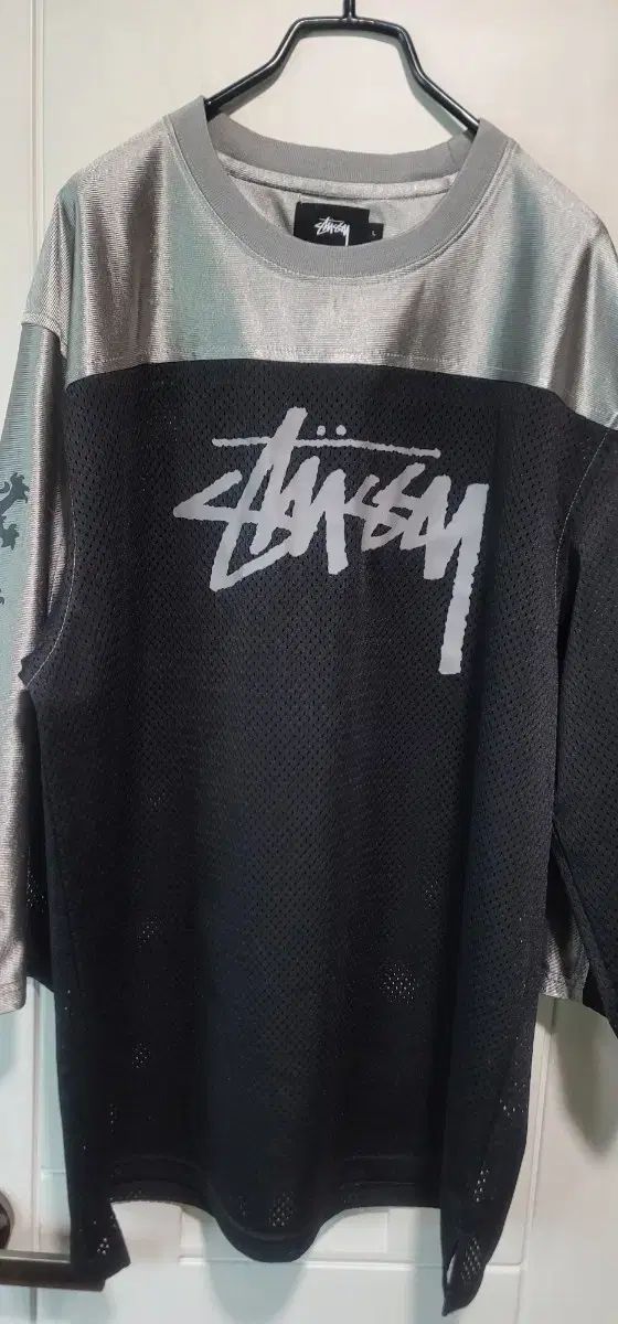 STUSSY リーフレクター メッシュ7分Tシャツ(L)
