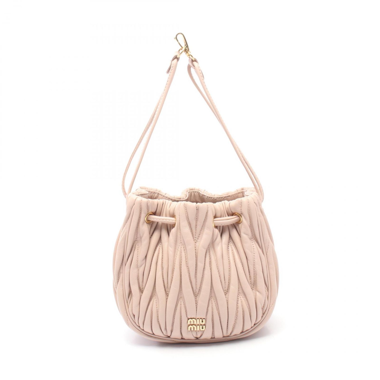 ミュウ ミュウ Miu Miu ハンドバッグ マテラッセ ポーチ 5ND022 ピンクベージュ レザー マテラッセ ポーチ レディース Used A