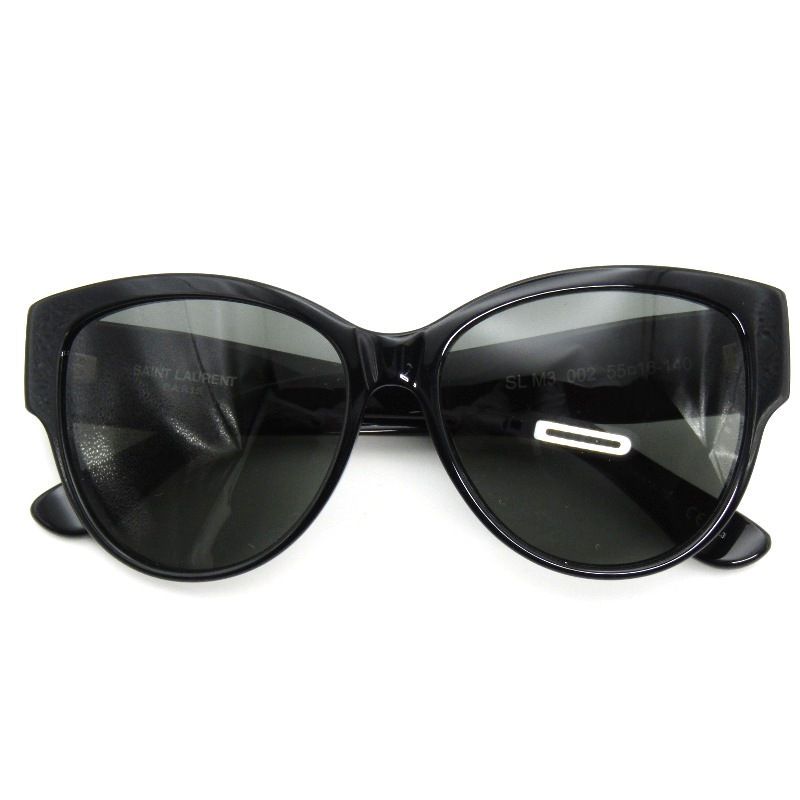 未使用 SAINT LAURENT PARIS サンローラン サングラス SL M3 イタリア製 ボストン キャットアイ YSLロゴ 002 ブラック 54001010