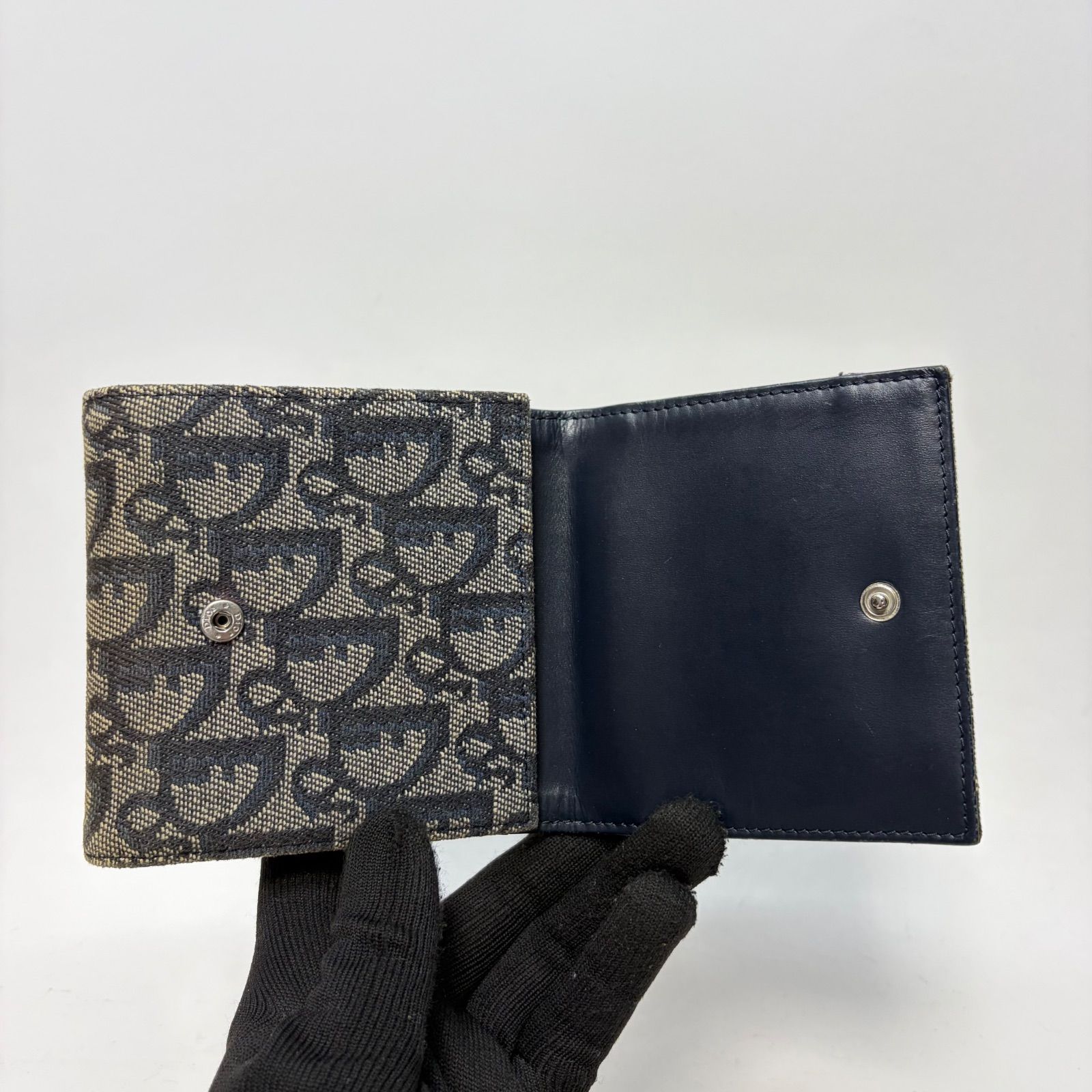 クリスチャンディオール 三つ折り財布 トロッター キャンバス レザー