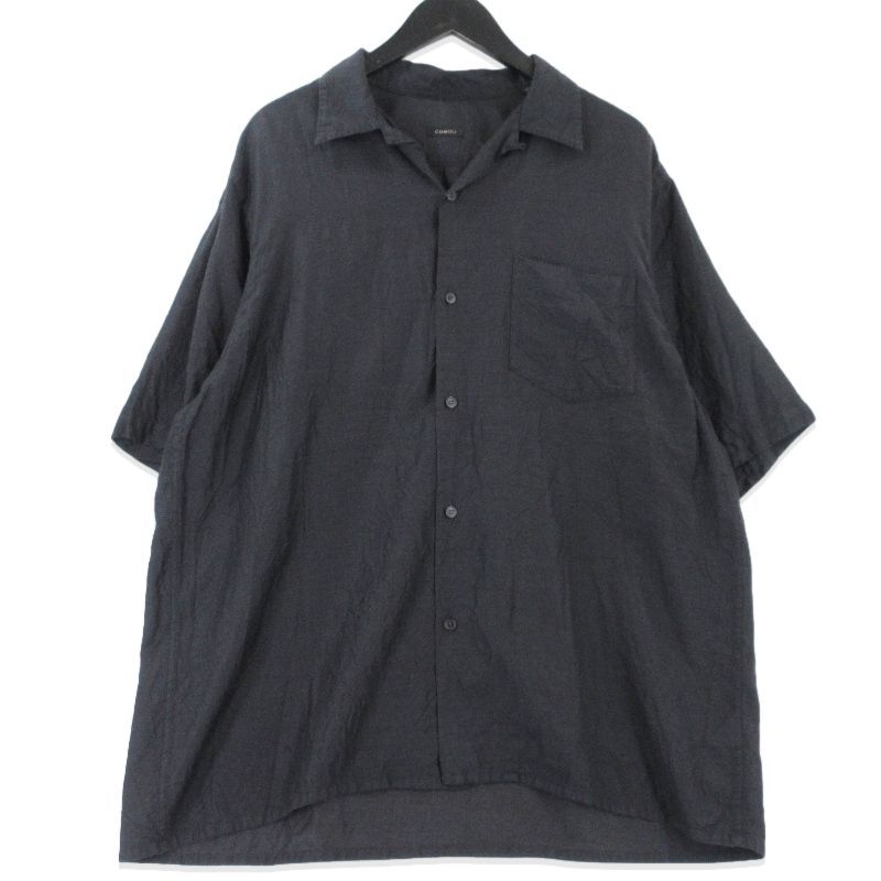 COMOLI コモリ ウールシルク 半袖オープンカラーシャツ X01-02019 半袖シャツ 日本製 ブラック 黒 4 99001017