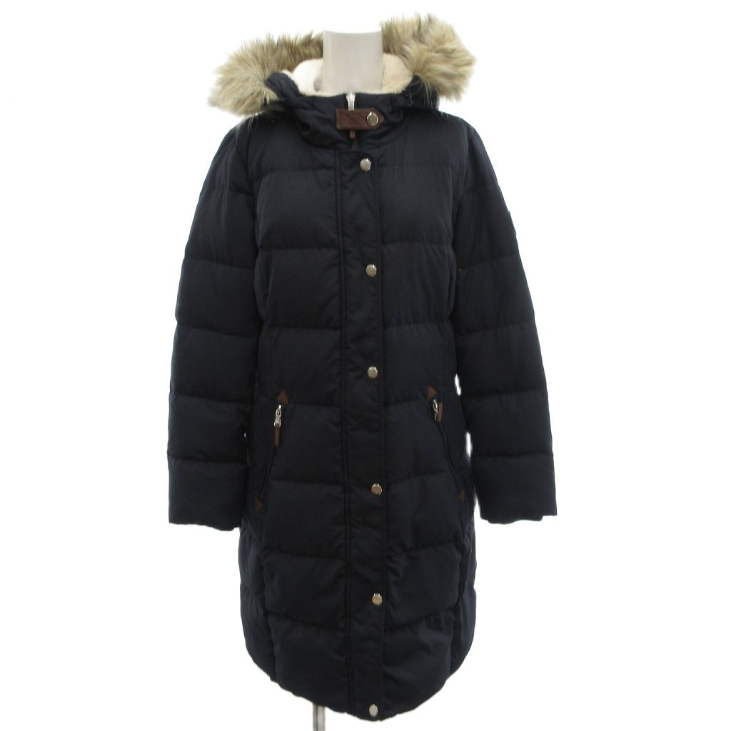 ローレンラルフローレン LAUREN RALPH LAUREN ダウンコート ジャケット フェイクファー XS 紺 ネイビー /JS ■ECD004