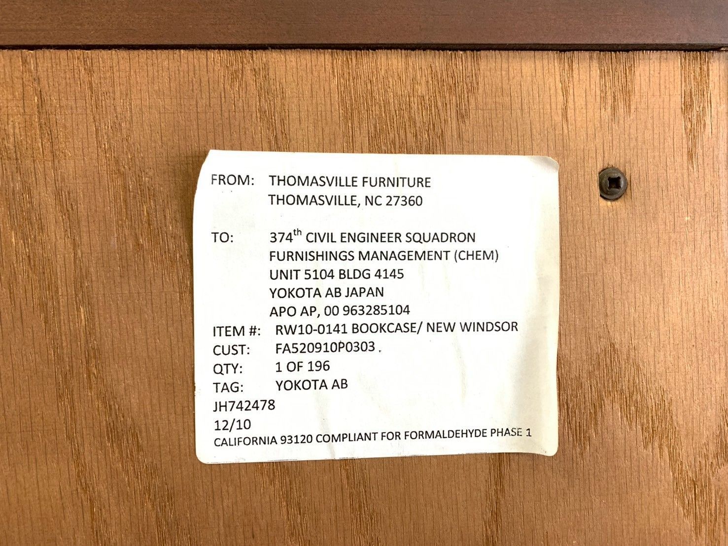 米軍放出品】Thomasville/トーマスビル 本棚 ブックシェルフ ブック