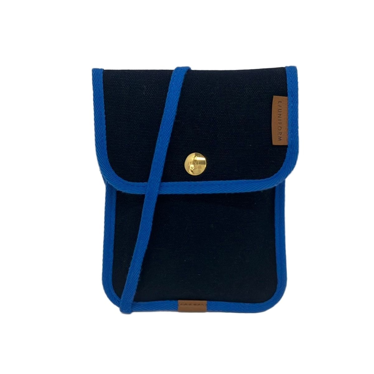 L/UNIFORM(リュ二フォーム) ショルダーバッグ美品 - ダークネイビー×ブルー スマホポシェット