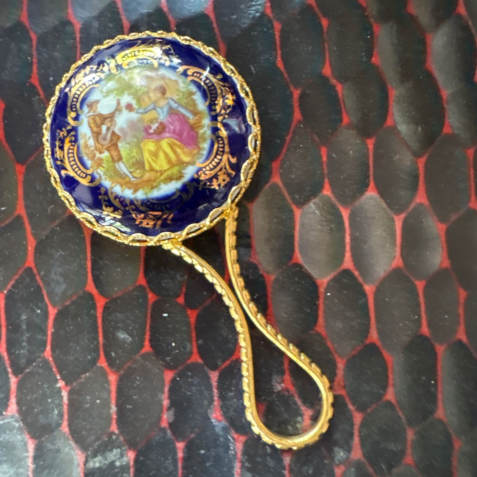 東あずま店 併売品】 手鏡 花柄 ミラー mirror 金彩 ゴールド ミニ 