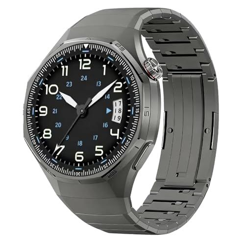 [HEZKUGU] コンパチブル HUAWEI Watch GT5 Pro 46mm バンド チタン製 超軽量 メタルベルト ツール不要 長さ調整可能 抗菌 耐食性 交換バンド 錆びにくい ビジネスe 2e63b456