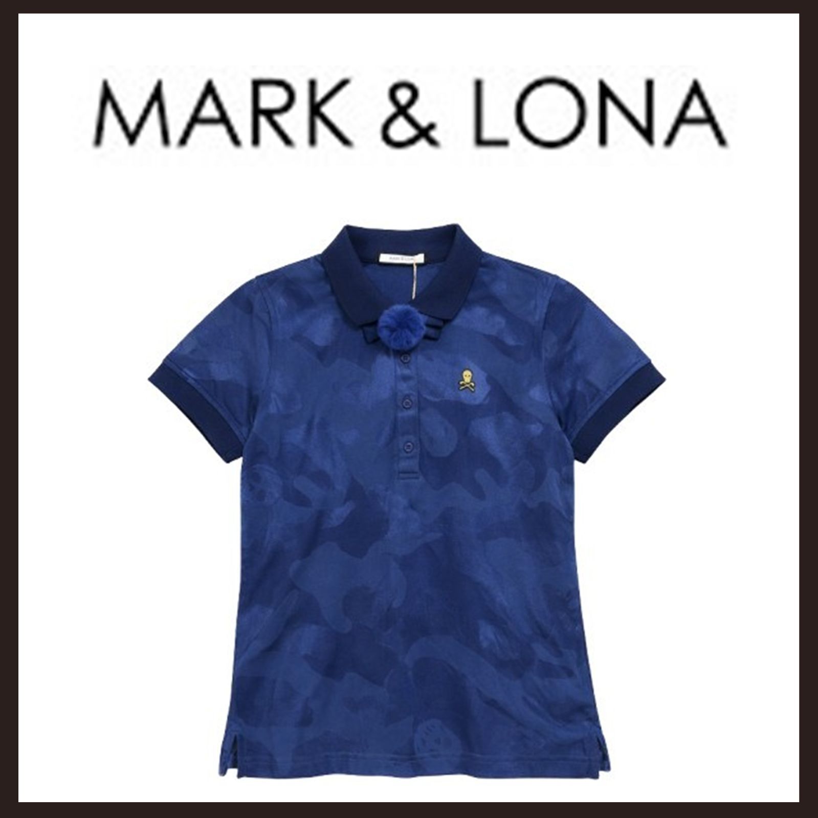 未使用 MARK&LONA(マークアンドロナ) スカル カモフラ柄ポロシャツ 36 ネイビー系