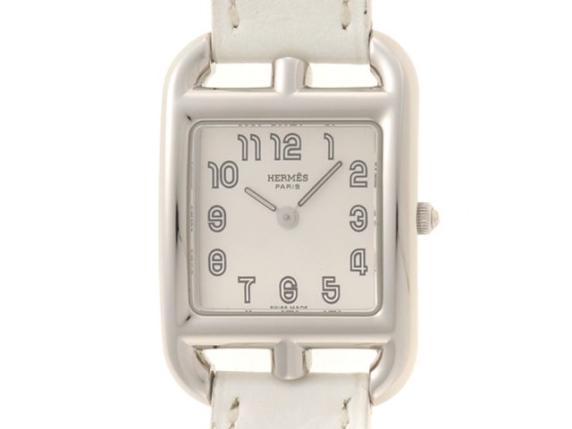 HERMES エルメス ウォッチ ケープコッド Wトゥール 時計 CC1.210 腕時計 ステンレススチール ホワイト クオーツ シルバー文字盤 レディース【中古】