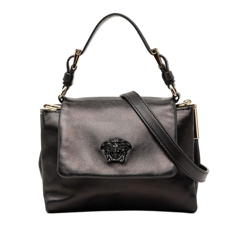 ヴェルサーチェ メデューサ ハンドバッグ ショルダーバッグ 2WAY ブラック レザー レディース VERSACE【1-0271146】