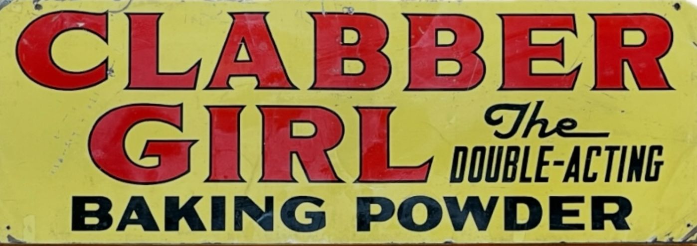 【1952 ORIGINAL / DOUBLE SIDE】 CLABBER GIRL TIN ADVERTISING SIGN