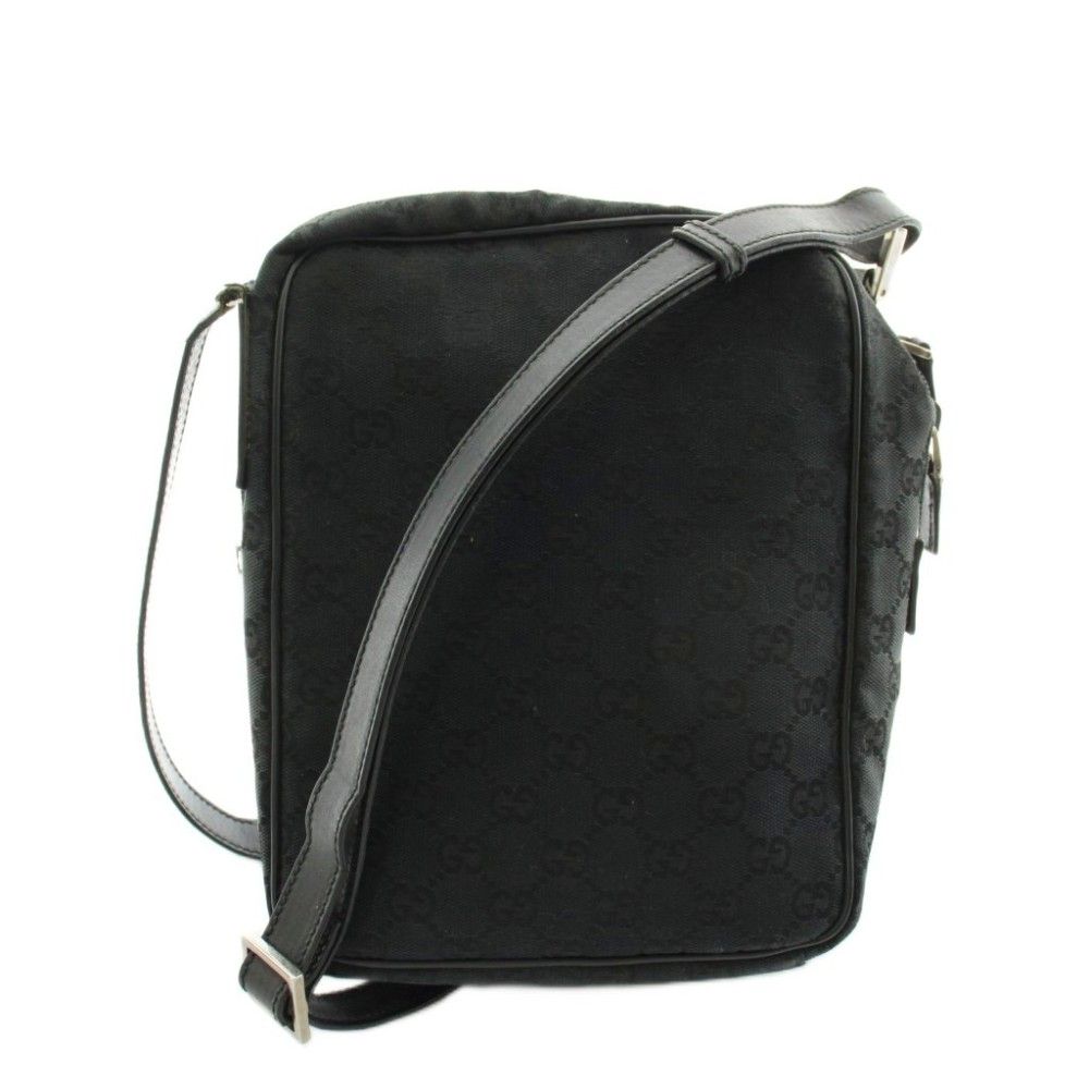グッチ GUCCI GGキャンバス ショルダーバッグ レザー 黒 ブラック 018 1612 /AN25 ■OH