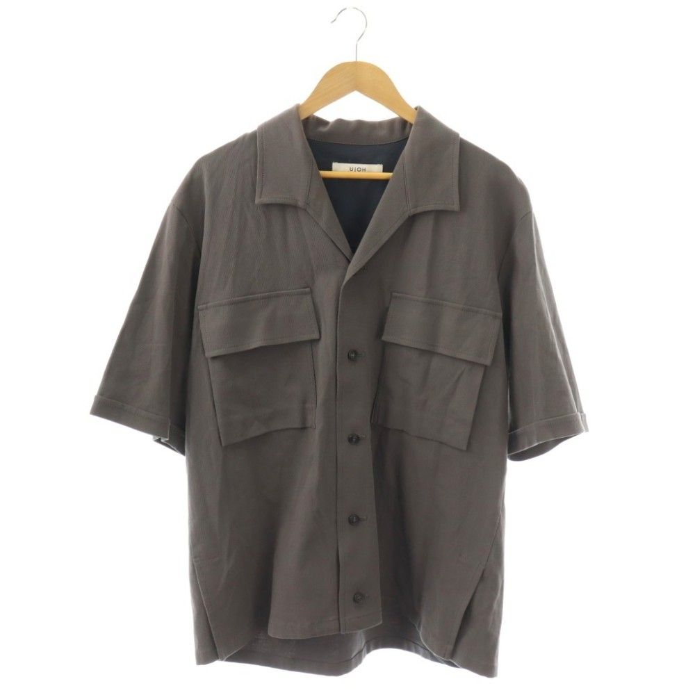 ウジョー Ujoh Shark Collar Shirts シャークカラーシャツ 半袖 オープンカラー ワンカラー 2 グレー M761-B55-001 /BB ■SH