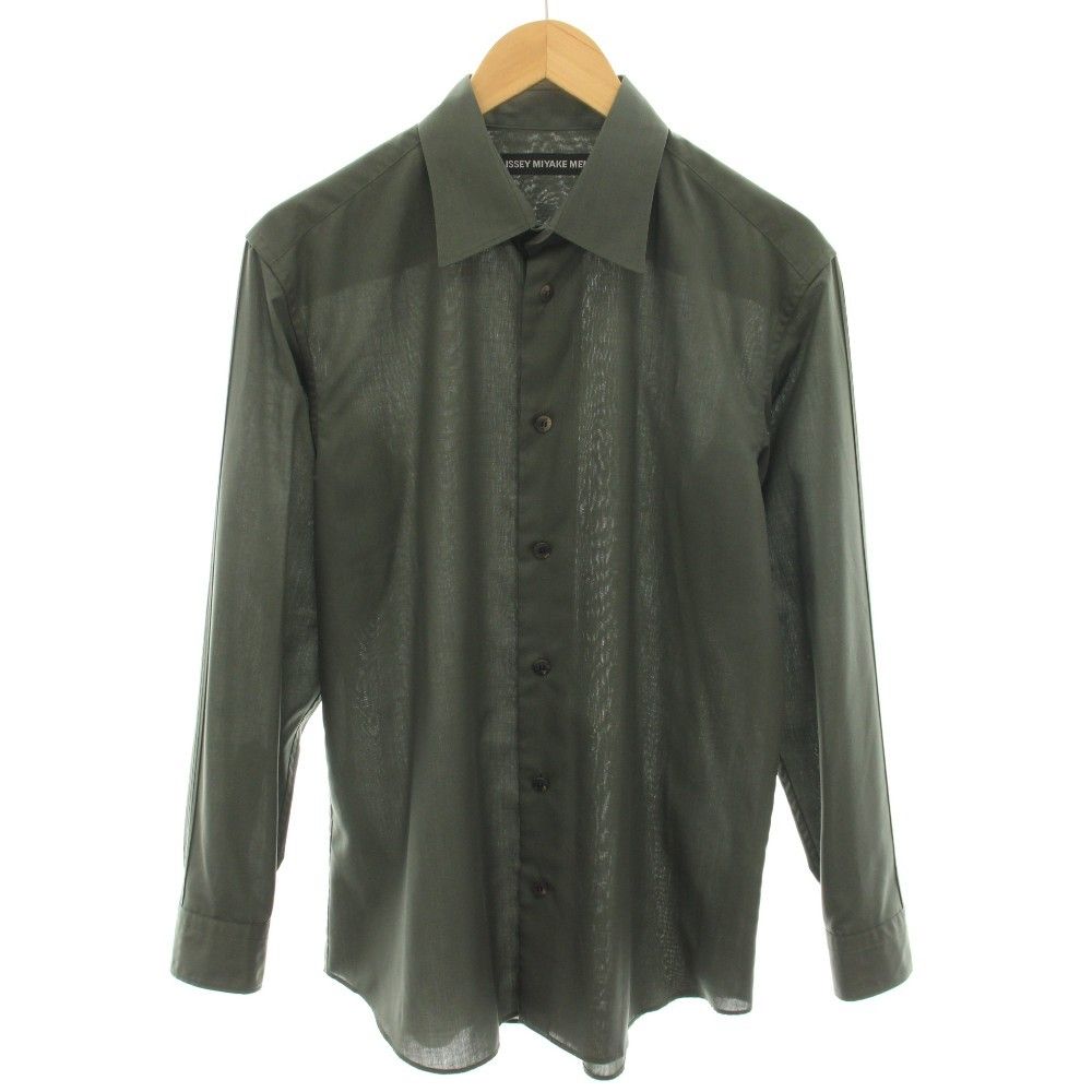 イッセイミヤケメン ISSEY MIYAKE MEN サイドプリーツシャツ 長袖 2 カーキ ME06-FJ028 /YT