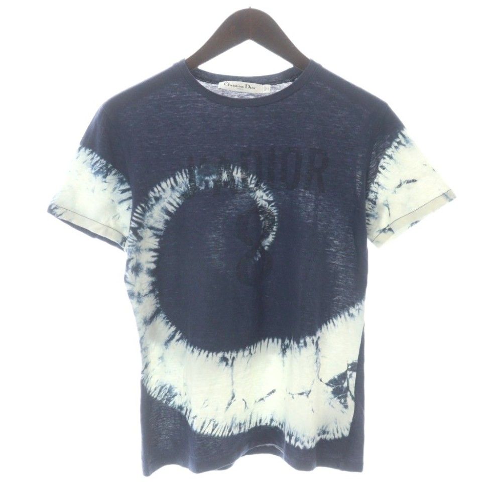 クリスチャンディオール Christian Dior JADIOR 8 Tシャツ カットソー 半袖 リネン混 タイダイ S 紺 ネイビー 043T03TA447 /MW ■GY19