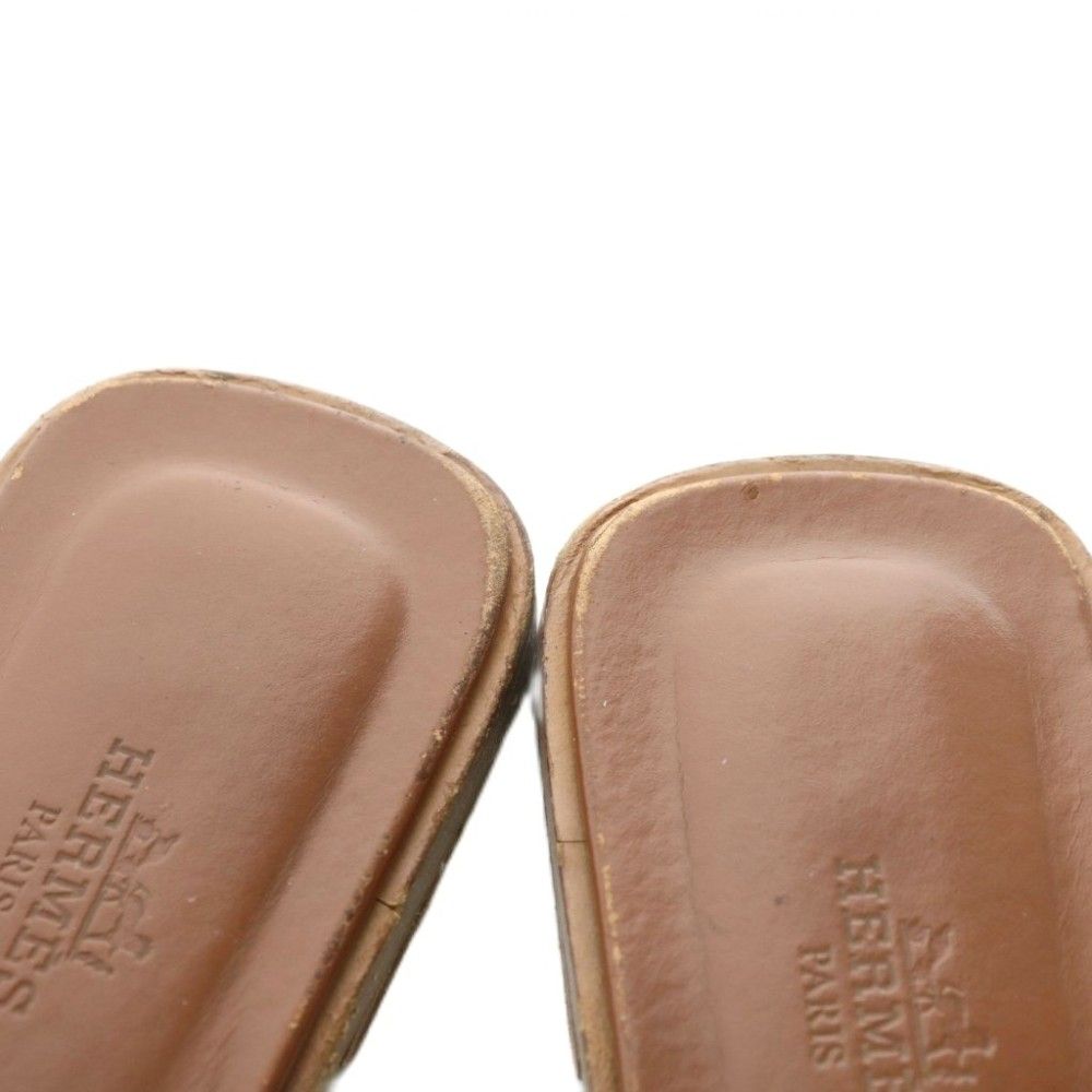 エルメス HERMES オラン サンダル レザー オープントゥ フラット 38
