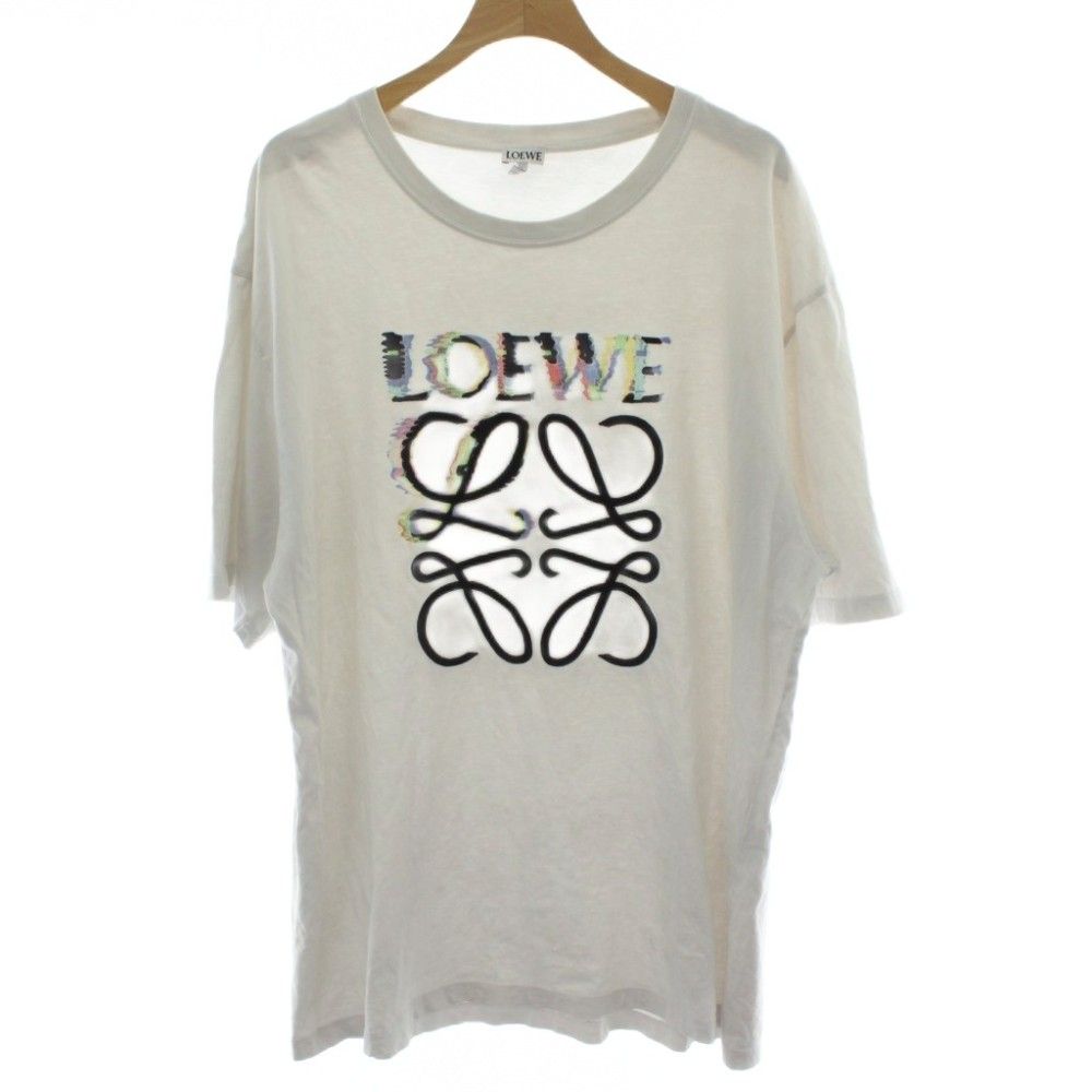 ロエベ LOEWE アナグラム グリッチ Tシャツ 半袖 クルーネック L アイボリー 白 H526Y22J61 /PP ■GY18