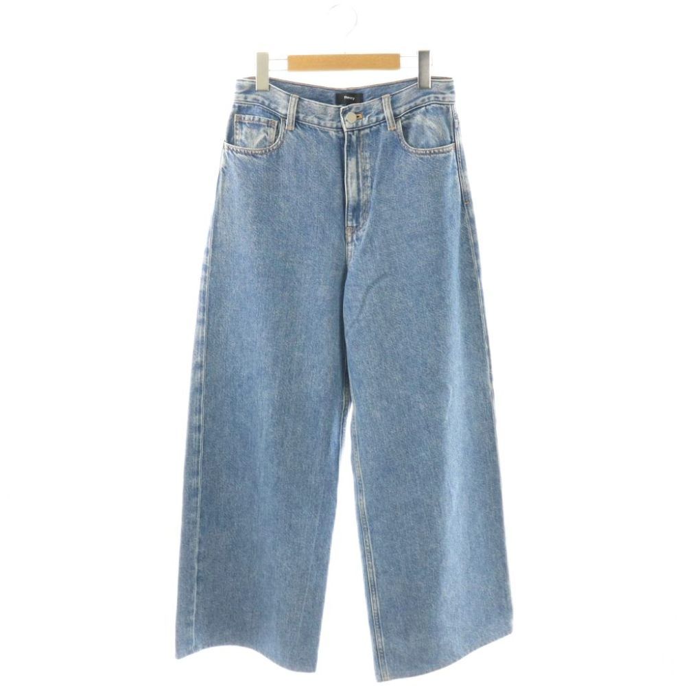 セオリー Theory 25SS RELAXED DENIM HW WIDE JEAN デニムパンツ ジーンス ワイド ジップフライ 26 インディゴブルー 01-5106414 /KU